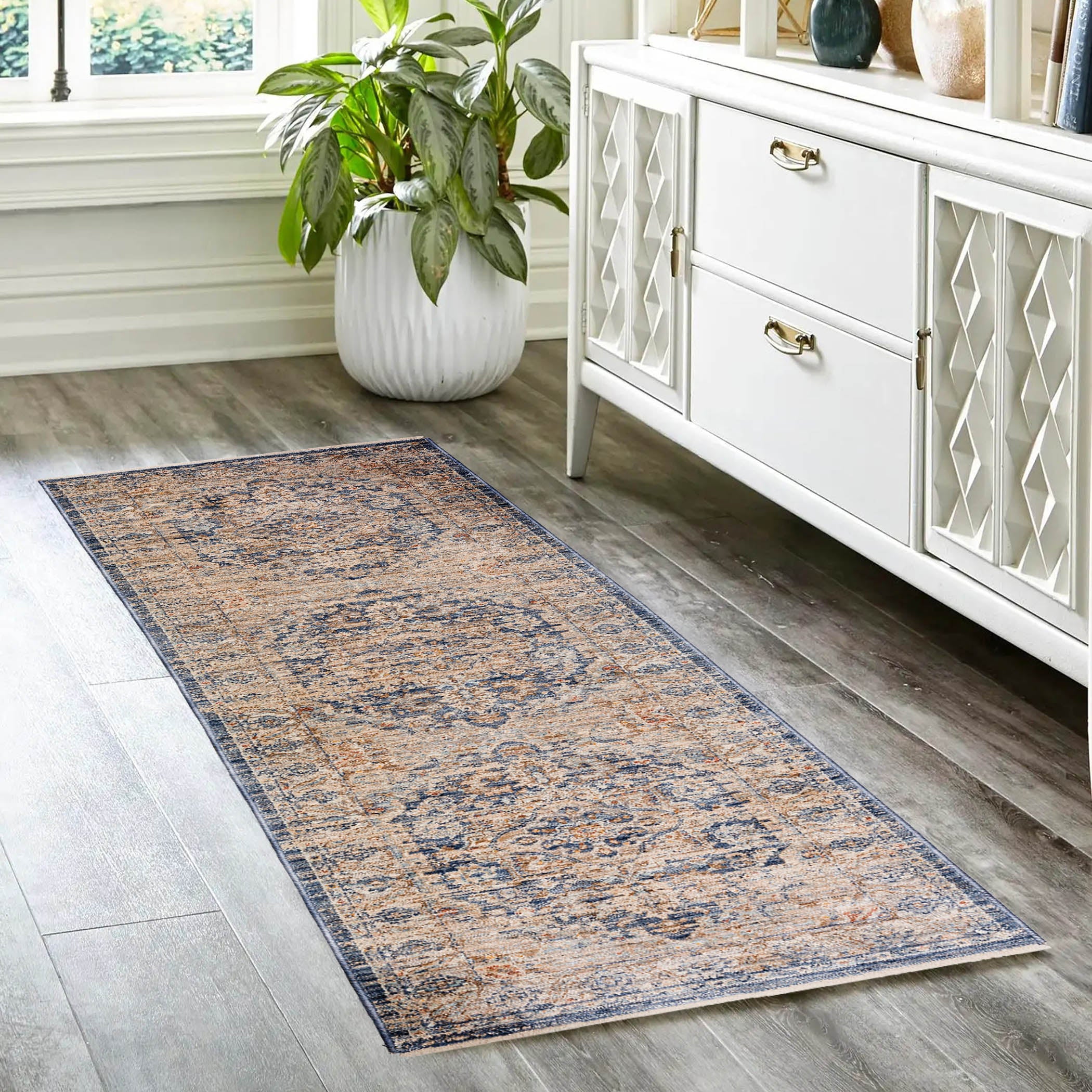 Traditional BE3 Navy Blue Rug 2'3" x 7'10" #shape_Runner