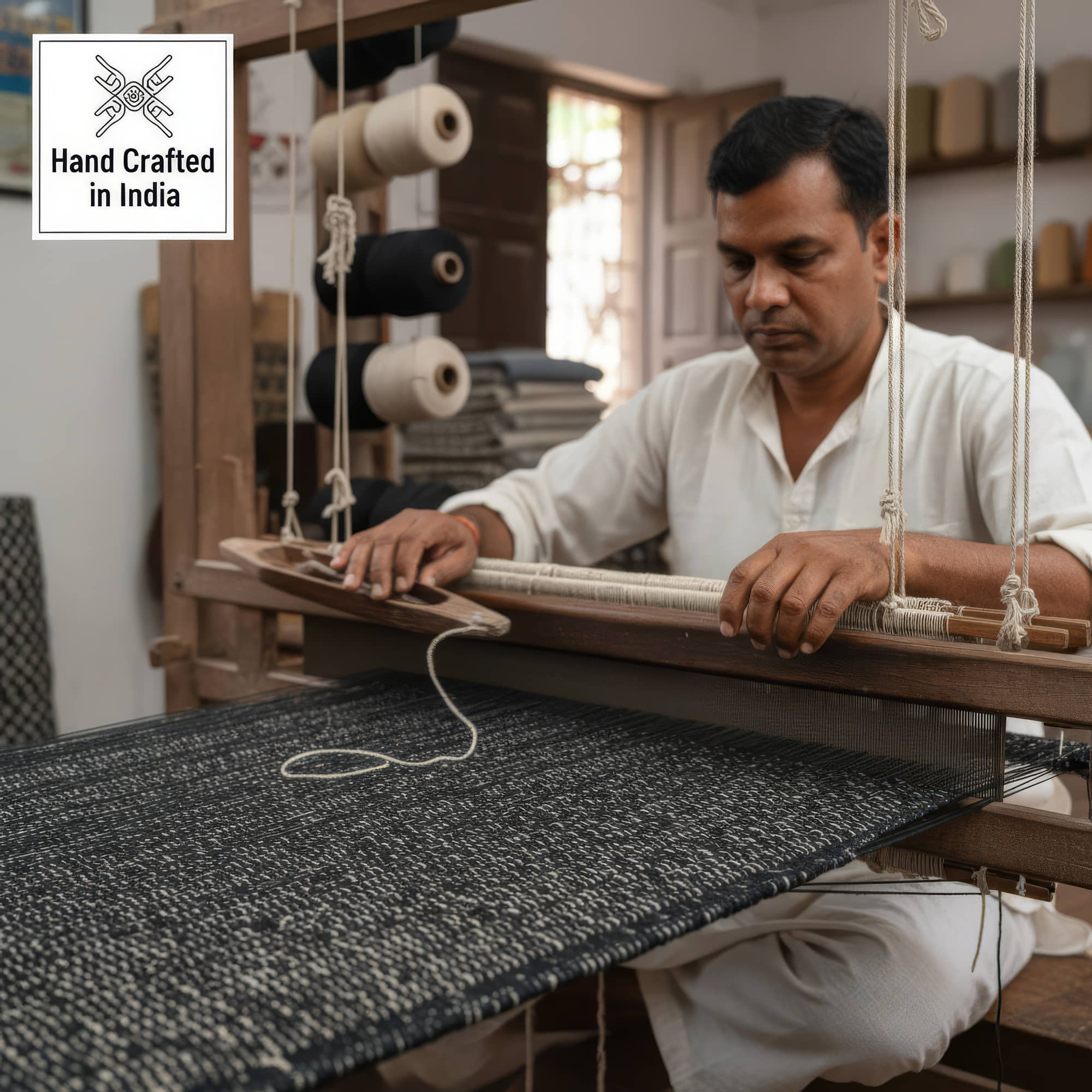 Black Jute & Cotton Woven Rug – Reversible Natural Farmhouse Area Rug | Terra Collection