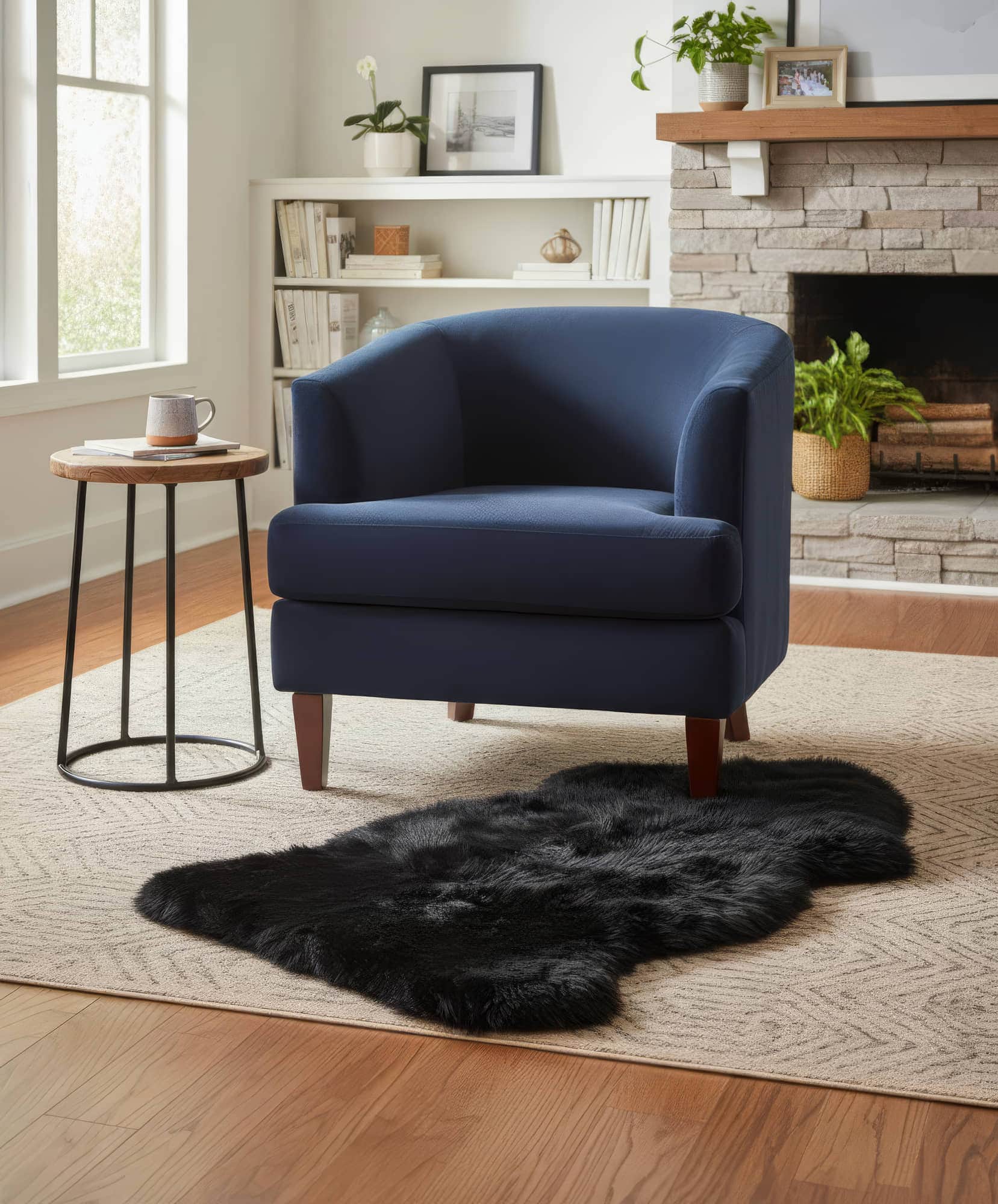 black sheepskin rug sheep skin fur carpet #size_2' x 3'