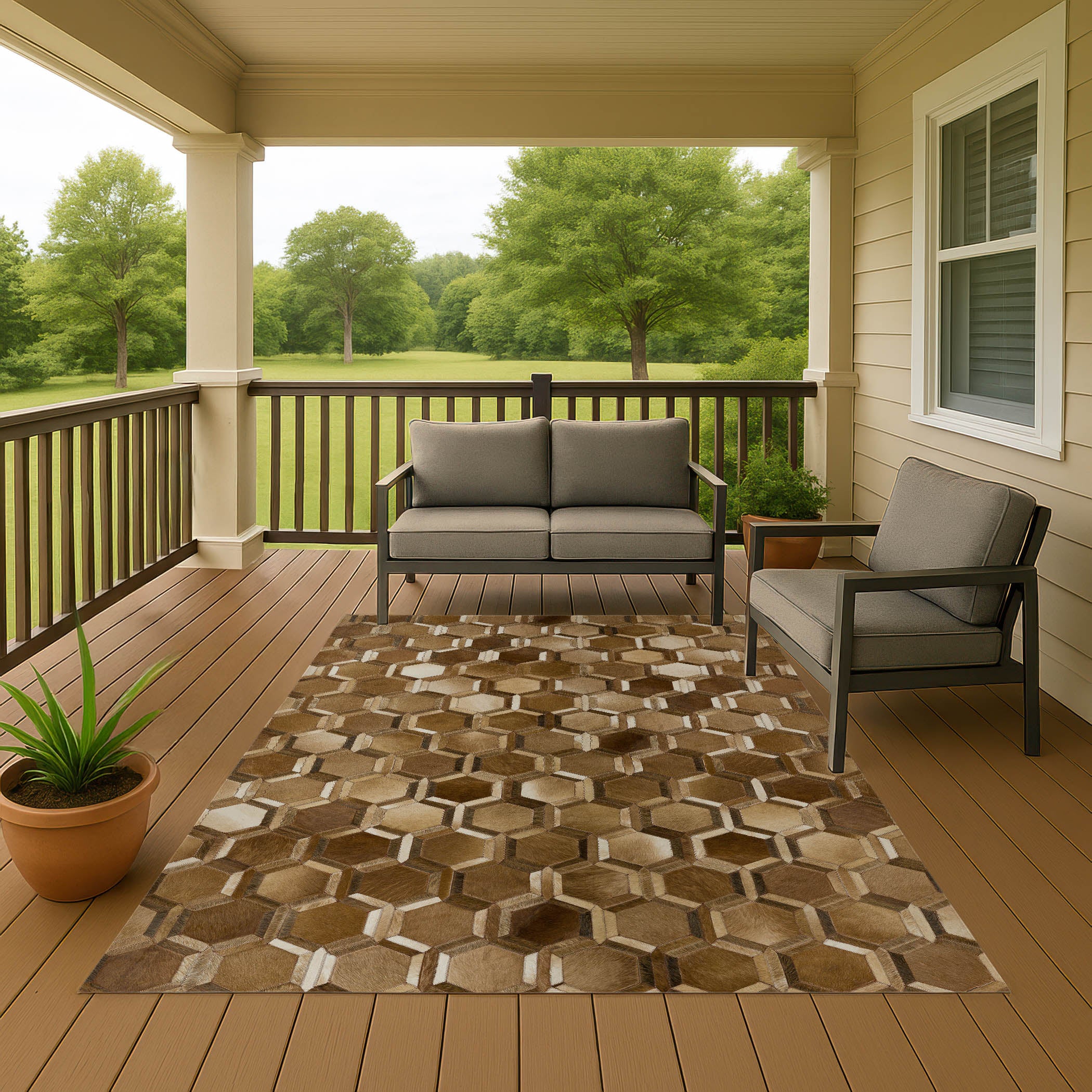 Luxury Washable Indoor/Outdoor Lodge BM1 Brown Rug 2'6" x 3'10" #shape_Rectangle