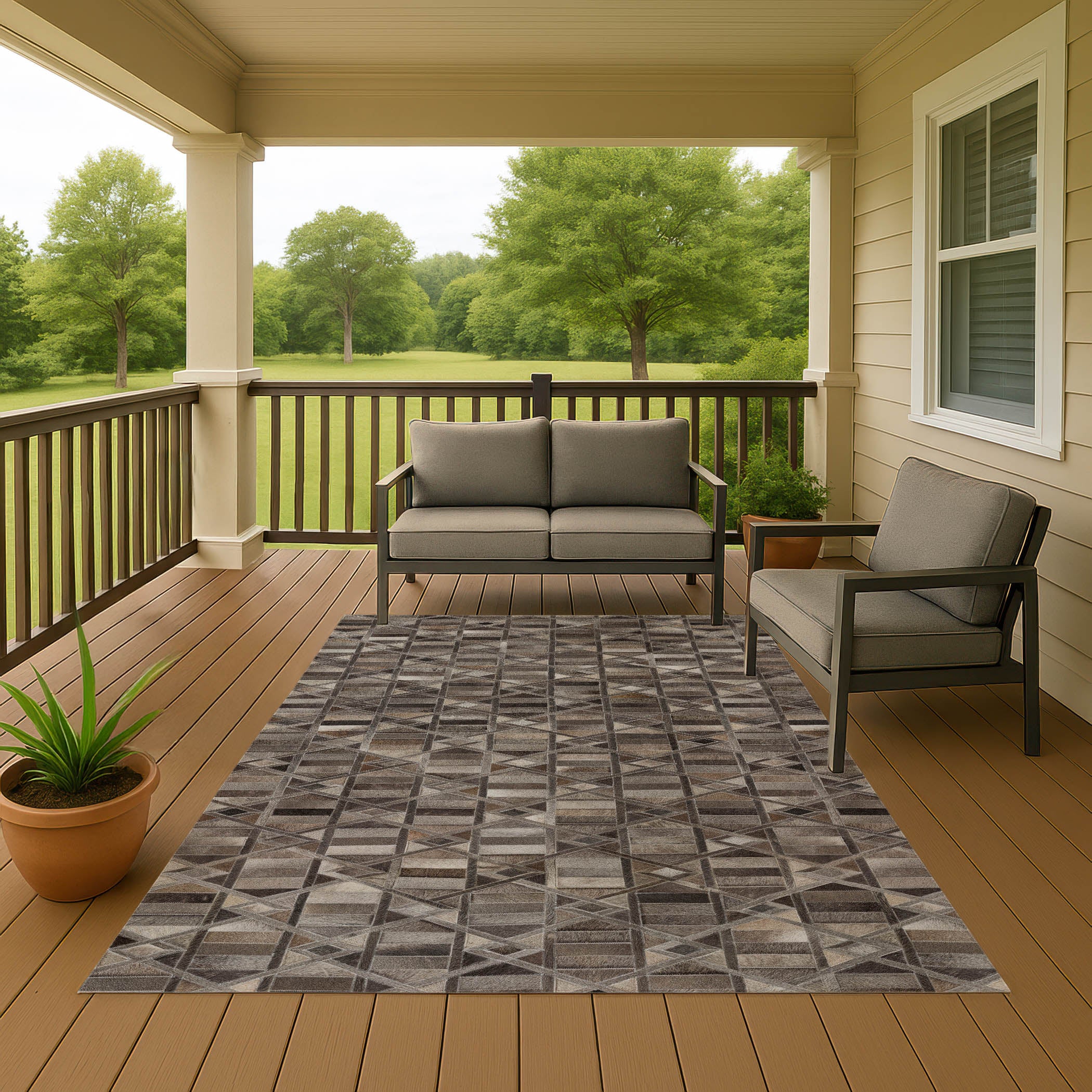 Luxury Washable Indoor/Outdoor Lodge BM4 Gray Rug 2'6" x 3'10" #shape_Rectangle