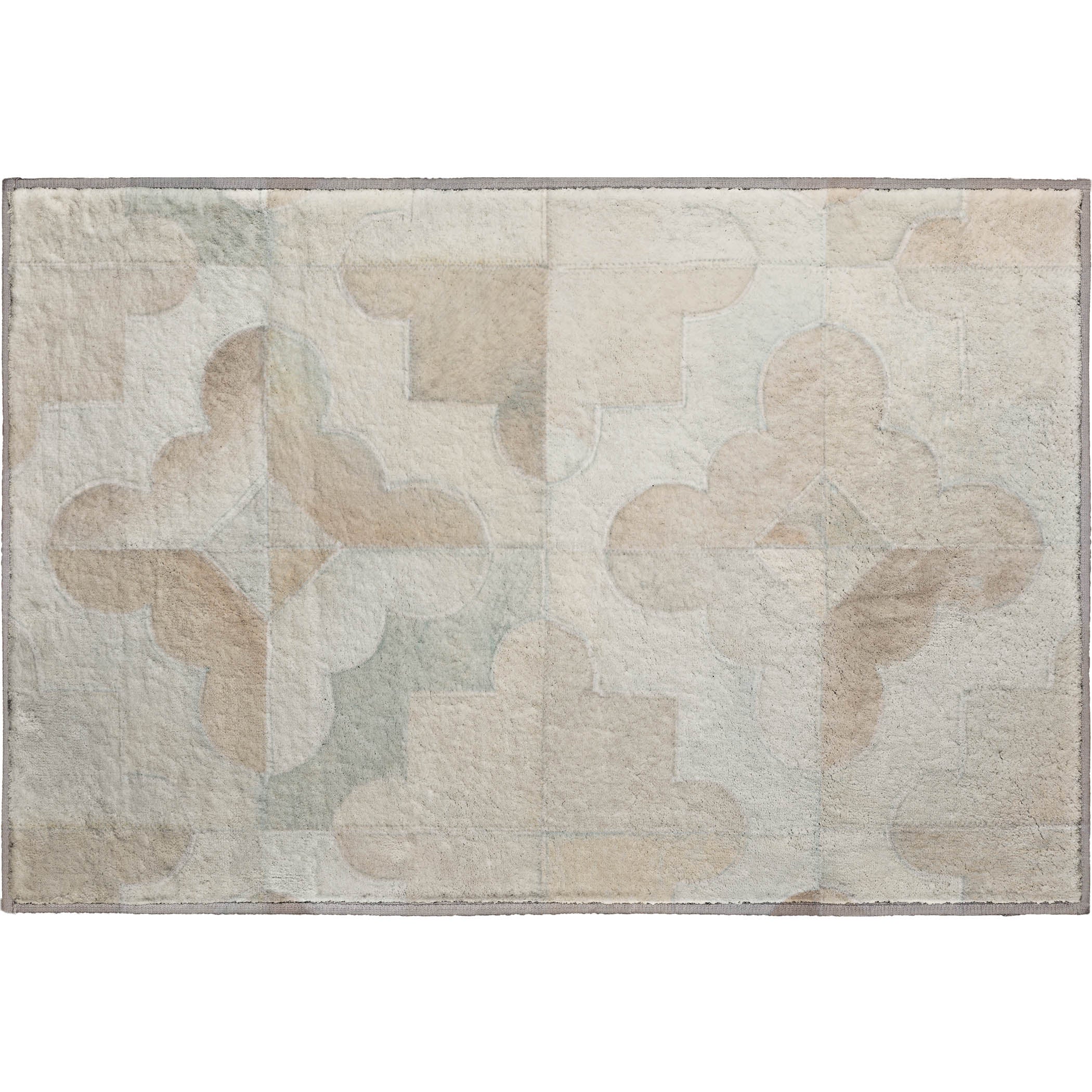 Luxury Washable Indoor/Outdoor Lodge BM8 Linen Ivory Rug 1'8" x 2'6" #shape_Rectangle