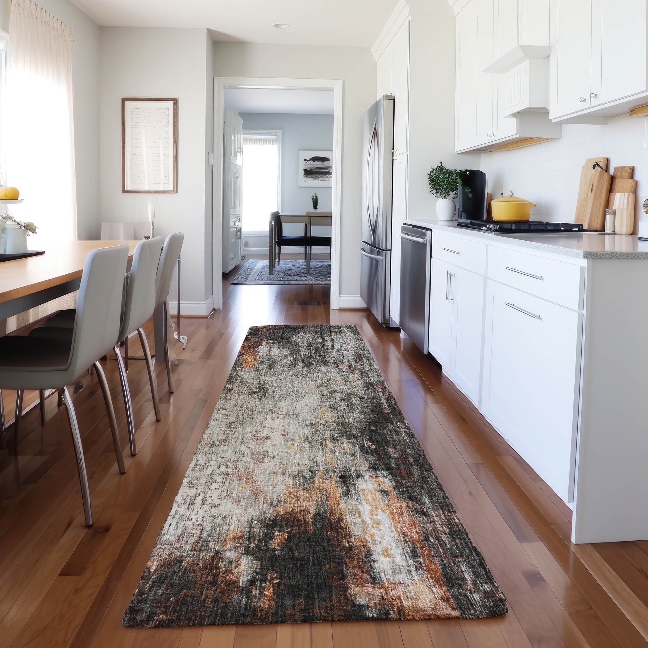 Luxury Washable Casual BO10 Gray Rug 2'3" x 7'6" #shape_Runner