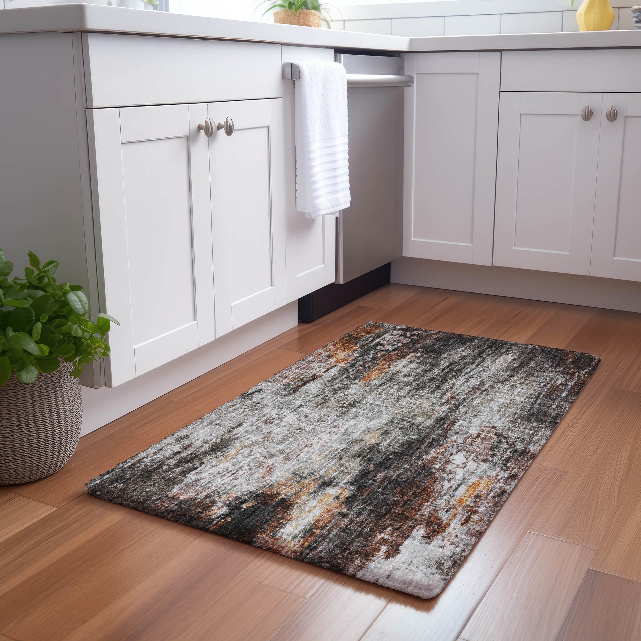 Luxury Washable Casual BO10 Gray Rug 1'8" x 2'6" #shape_Rectangle