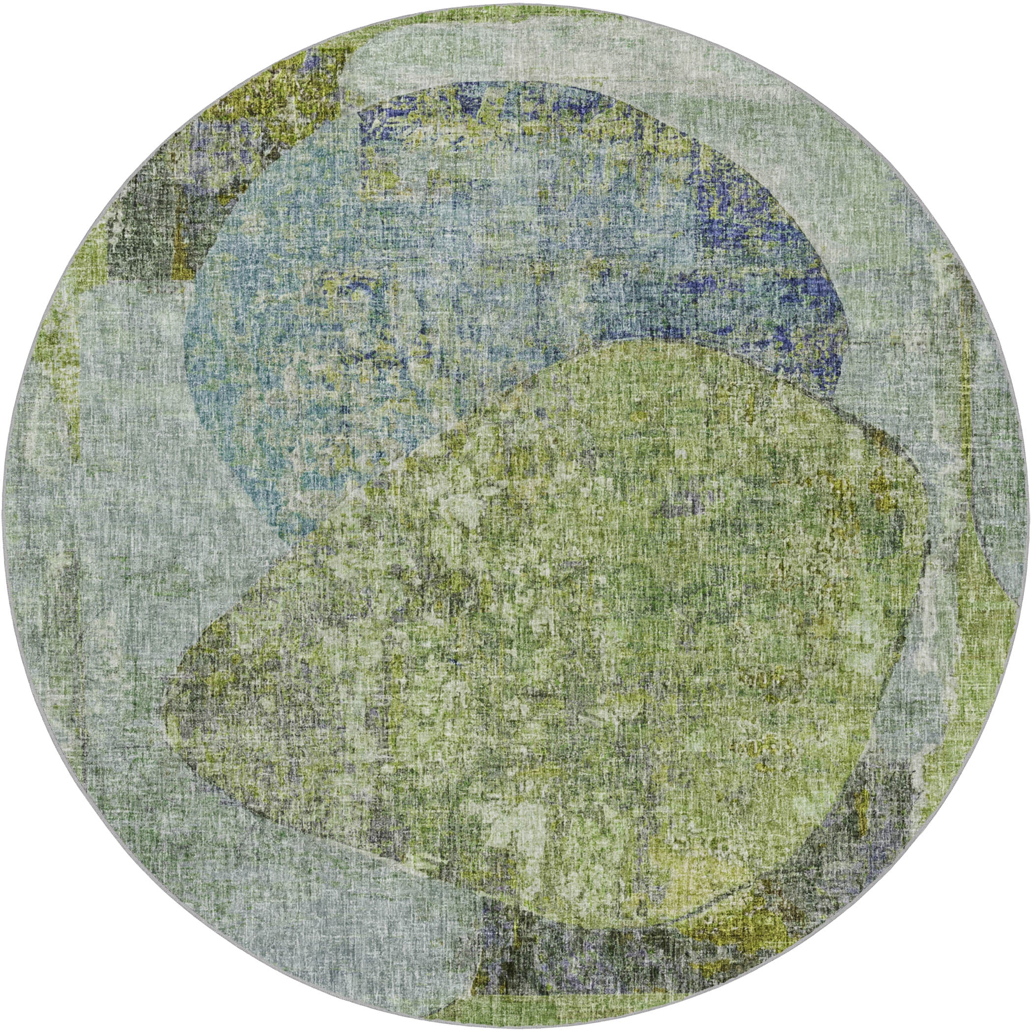 Luxury Washable Casual BO11 Aloe Green Rug 8' x 8' #shape_Round