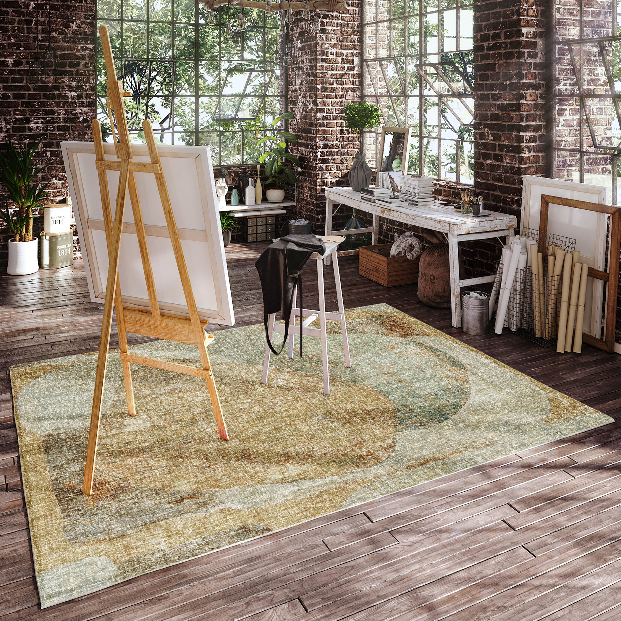 Luxury Washable Casual BO11 Taupe Brown Rug 2'6" x 3'10" #shape_Rectangle