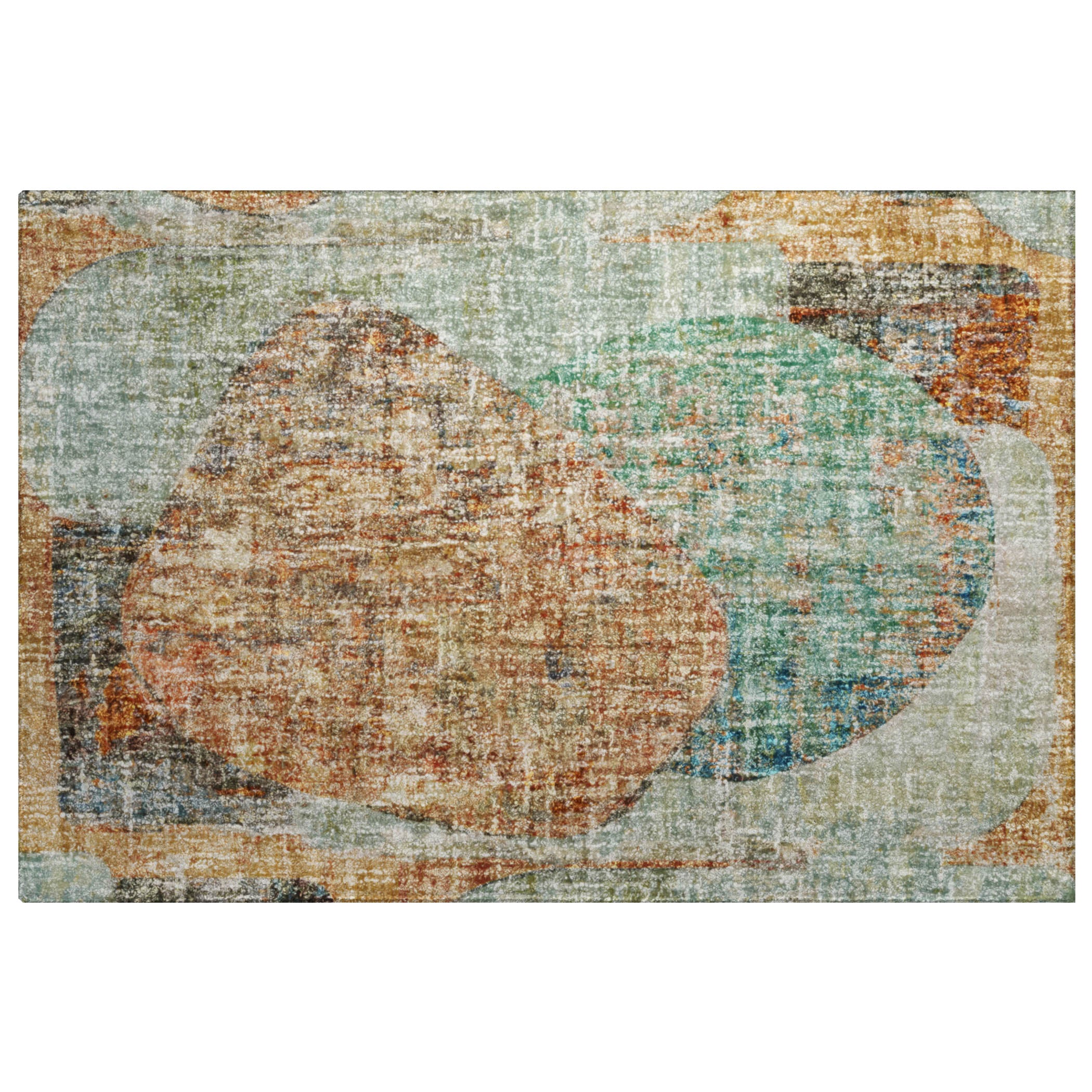 Luxury Washable Casual BO11 Teal Rug 1'8" x 2'6" #shape_Rectangle