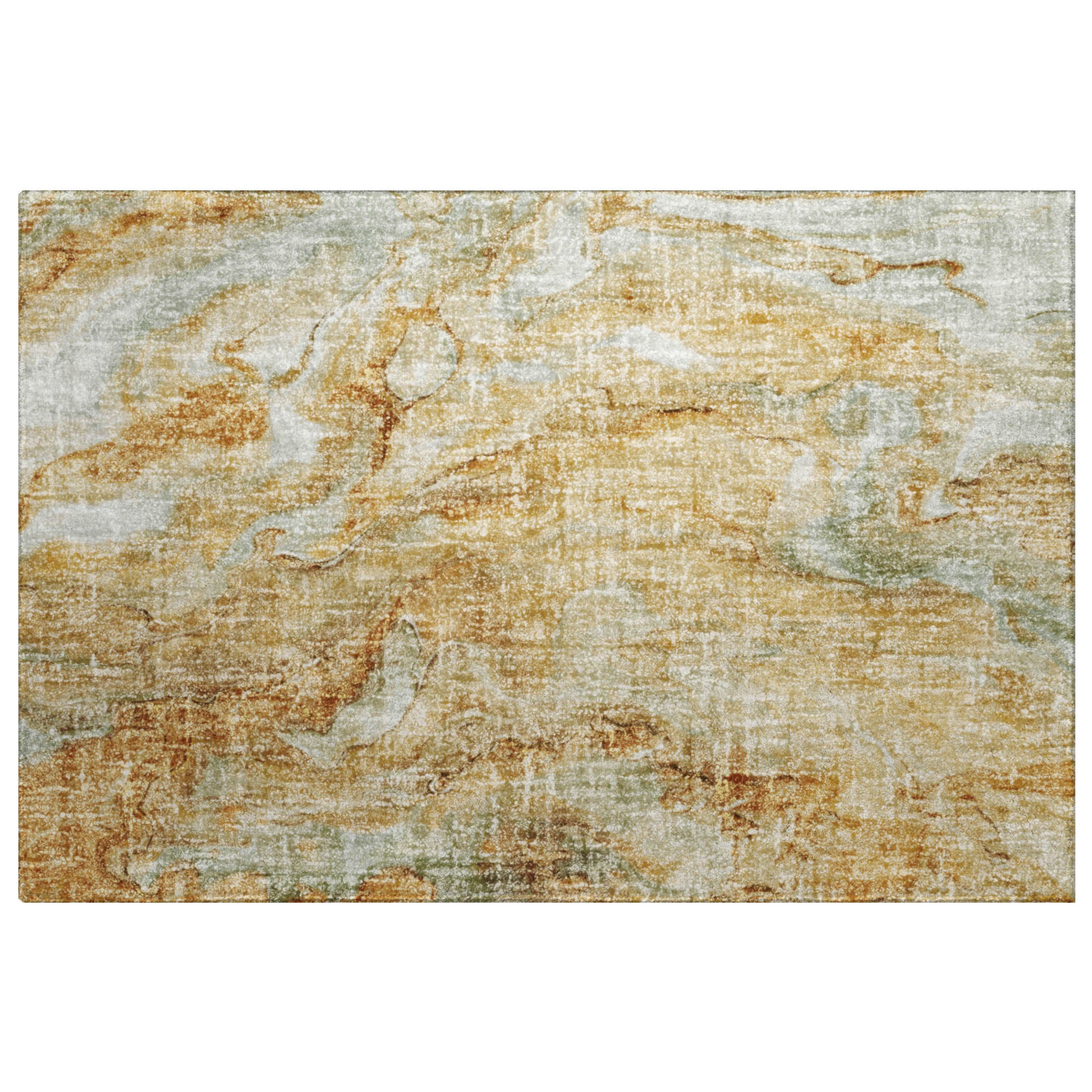 Luxury Washable Casual BO14 Copper Orange Rug 1'8" x 2'6" #shape_Rectangle