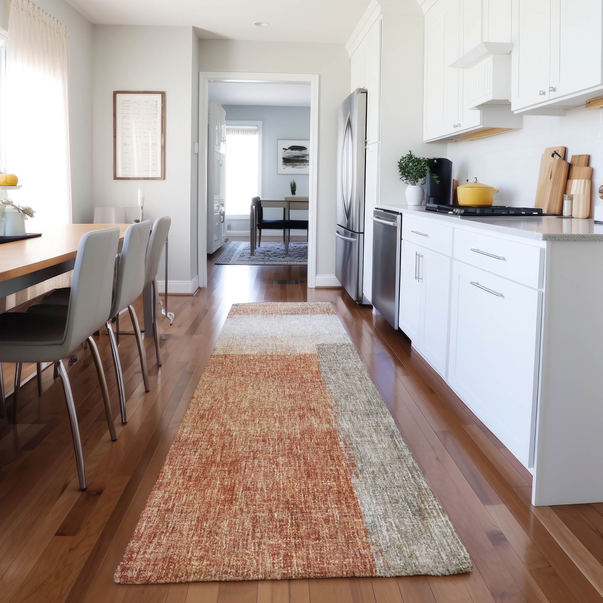 Luxury Washable Casual BO1 Salmon Orange Rug 2'3" x 7'6" #shape_Runner