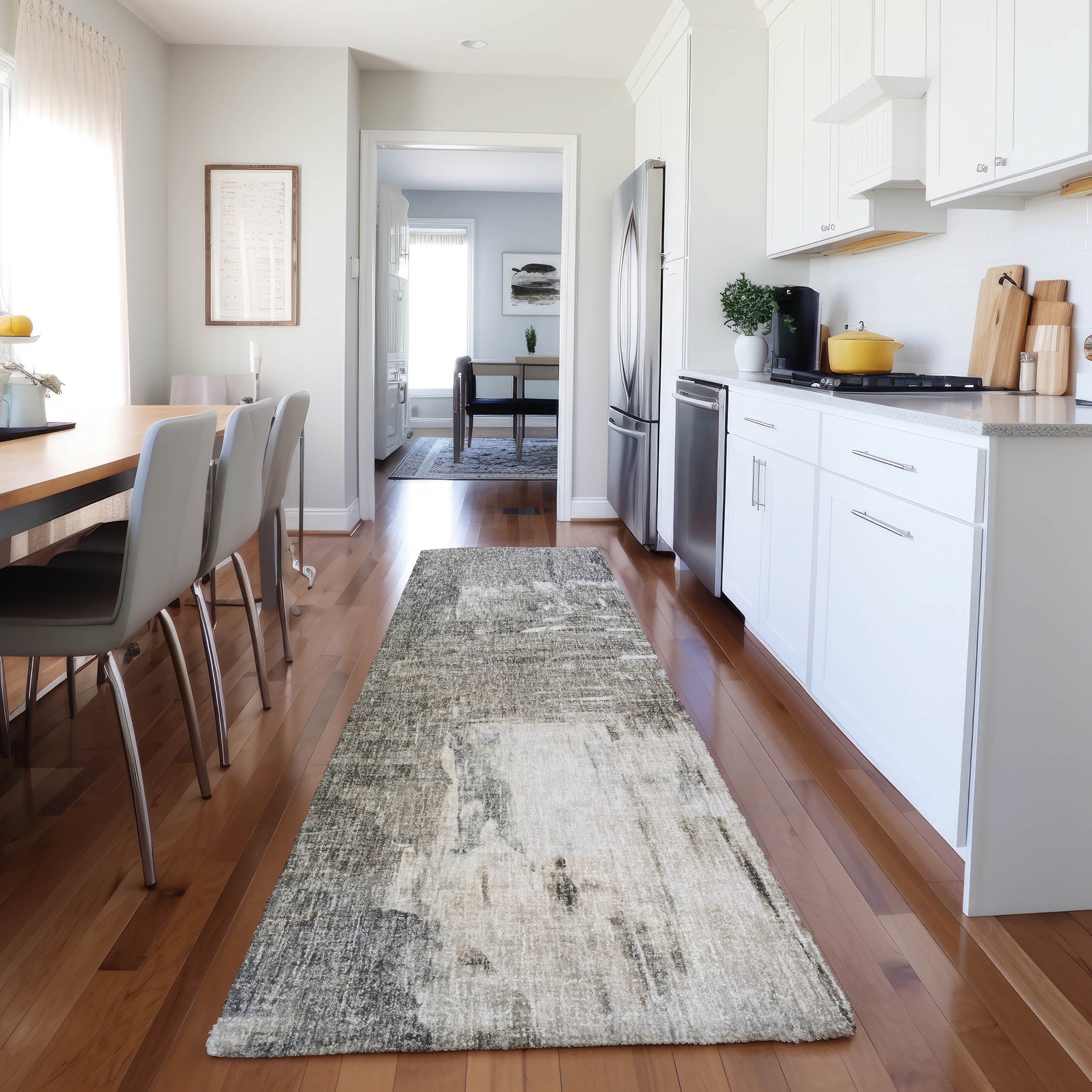 Luxury Washable Casual BO2 Gray Rug 2'3" x 7'6" #shape_Runner