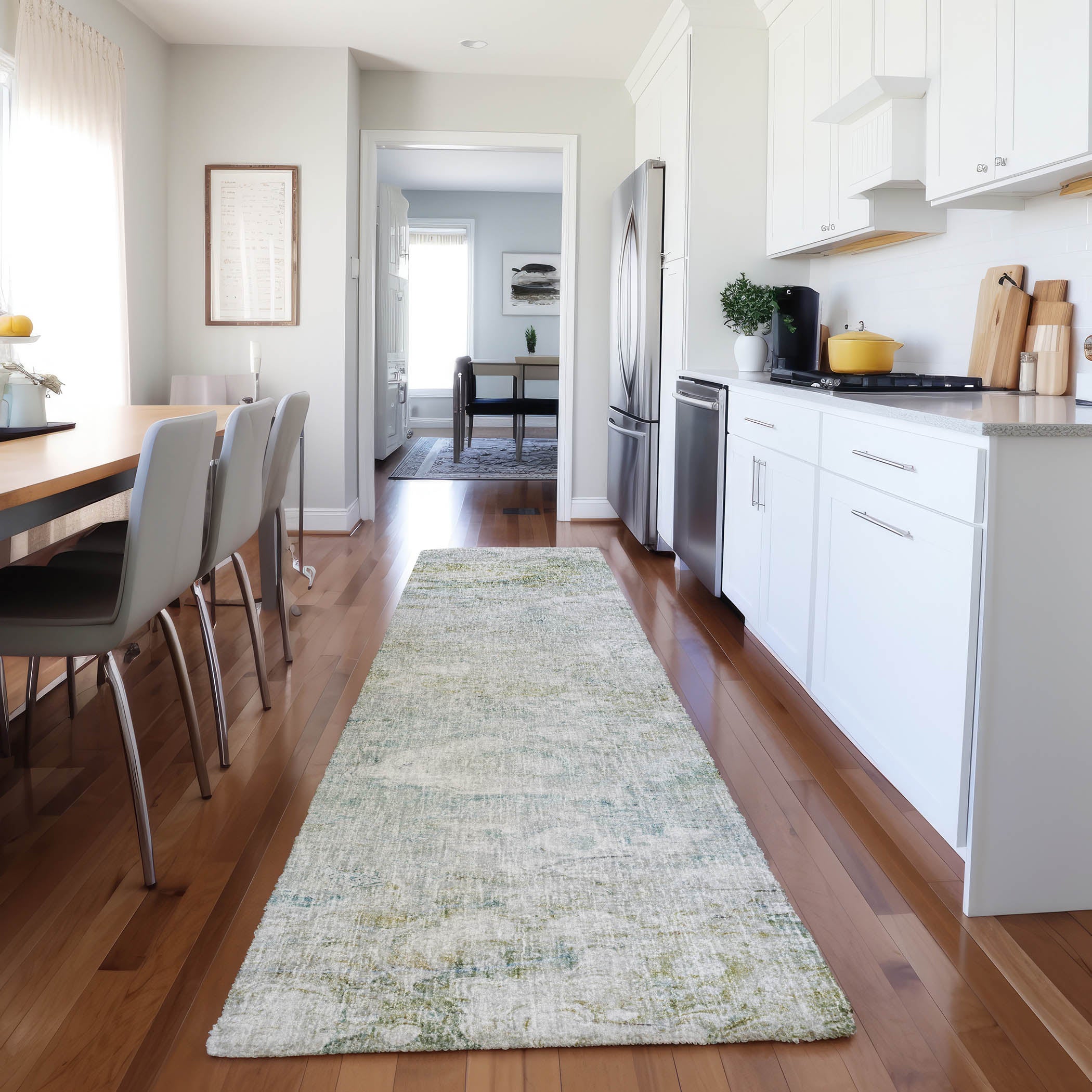 Luxury Washable Casual BO3 Seafoam Blue Rug 2'3" x 7'6" #shape_Runner