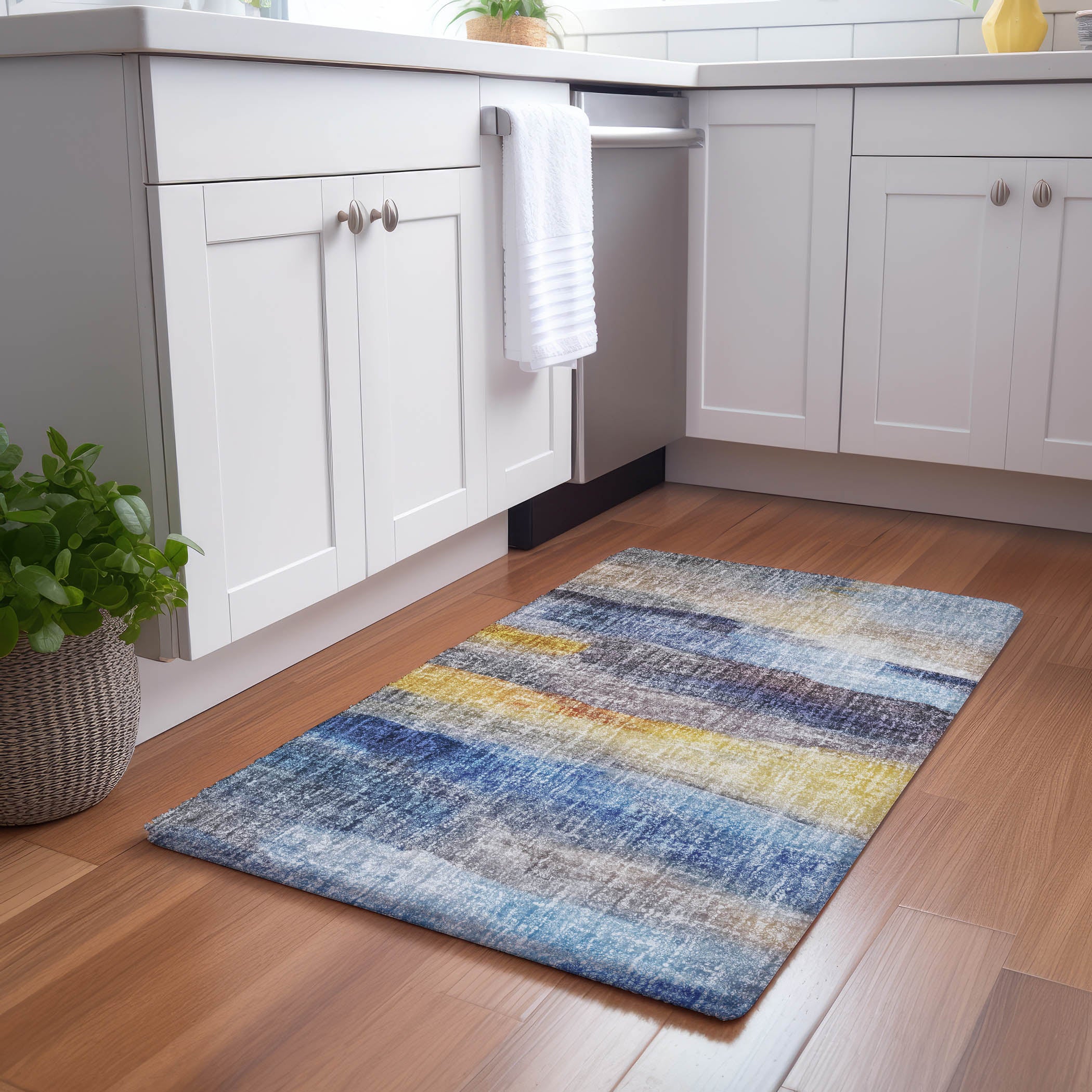 Luxury Washable Casual BO4 Blue Rug 1'8" x 2'6" #shape_Rectangle
