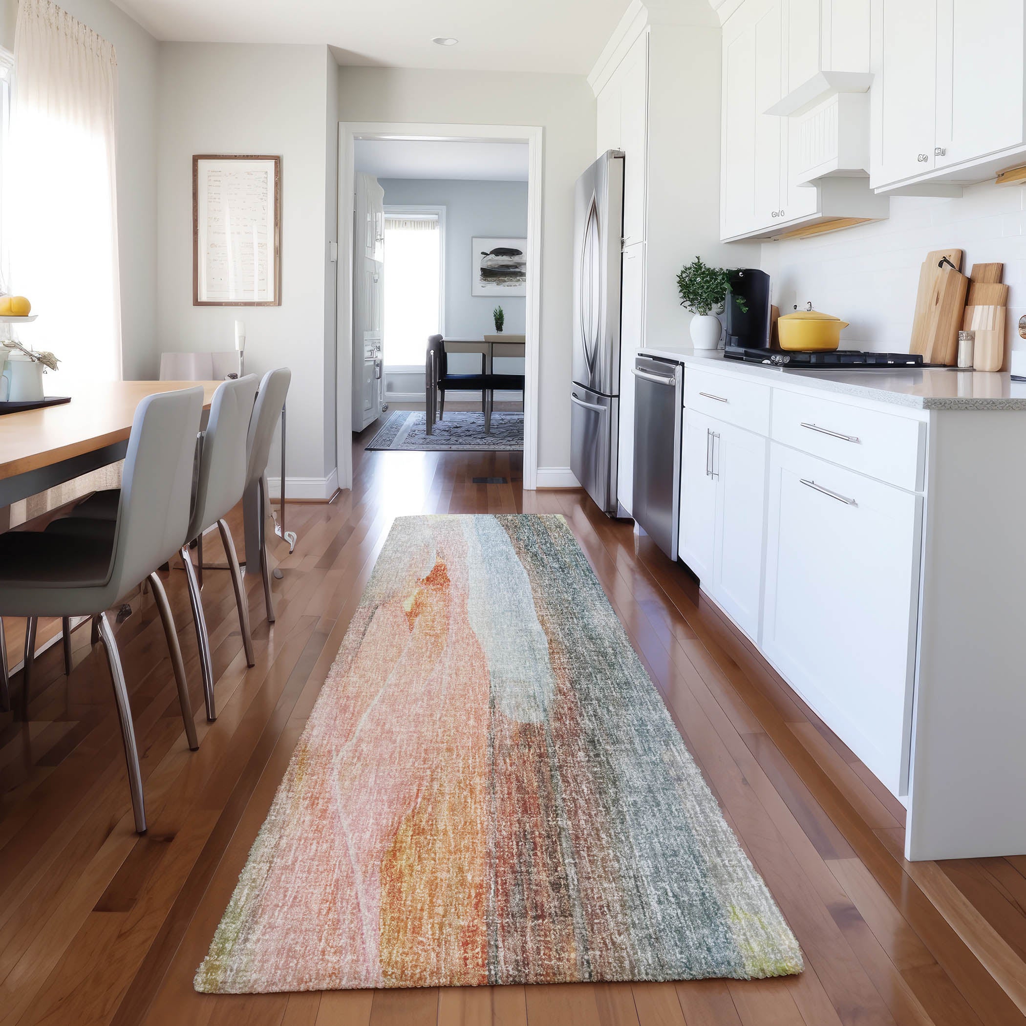 Luxury Washable Casual BO5 Salmon Orange Rug 2'3" x 7'6" #shape_Runner