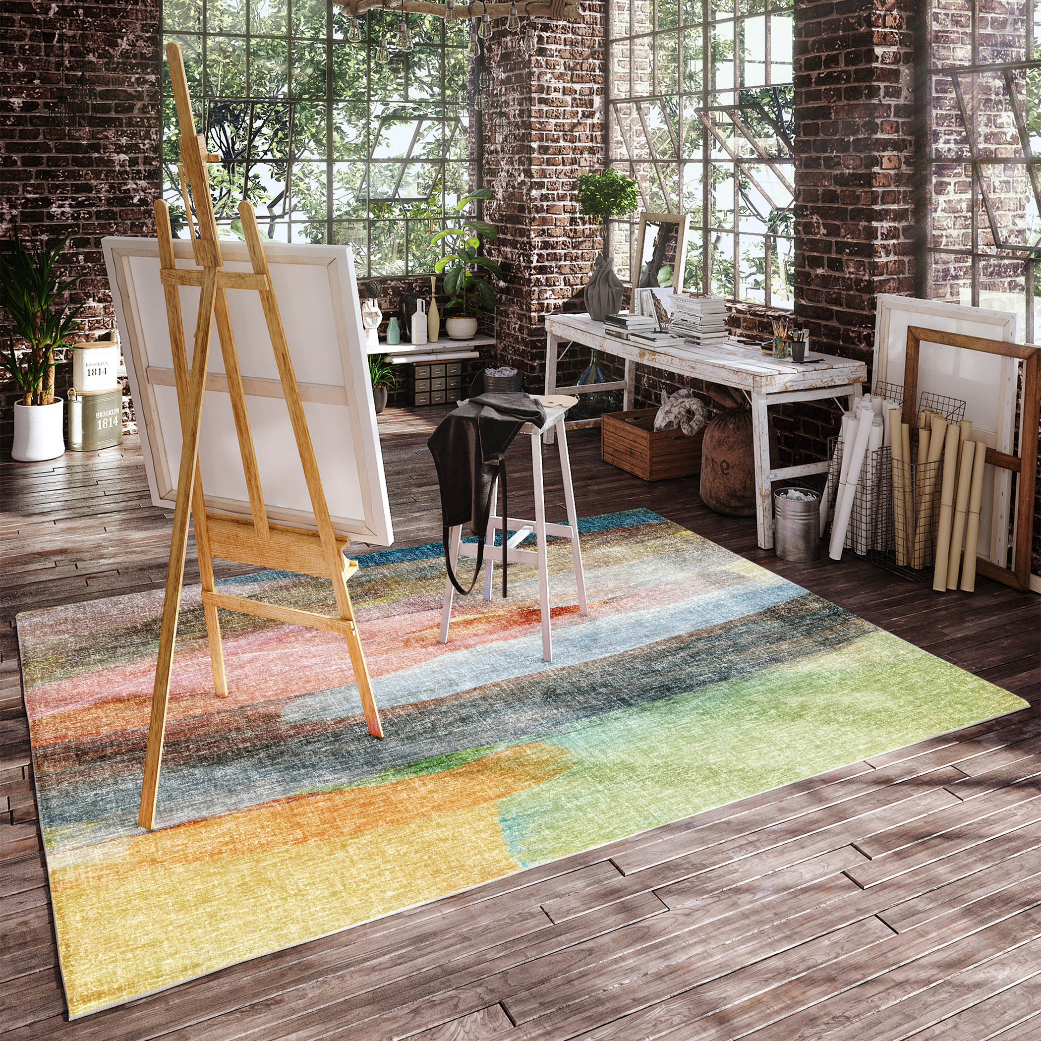 Luxury Washable Casual BO5 Salmon Orange Rug 2'6" x 3'10" #shape_Rectangle