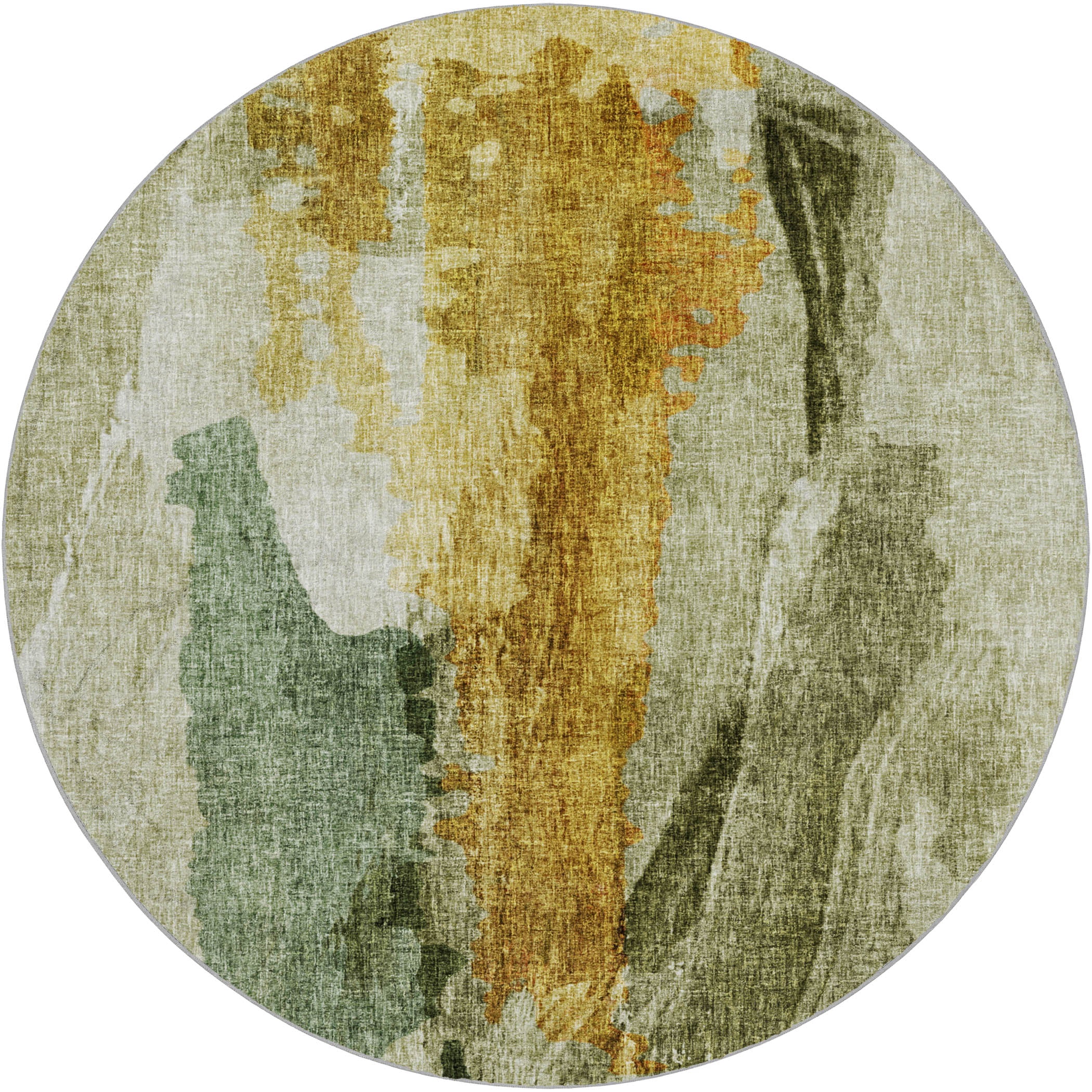 Luxury Washable Casual BO6 Aloe Green Rug 8' x 8' #shape_Round