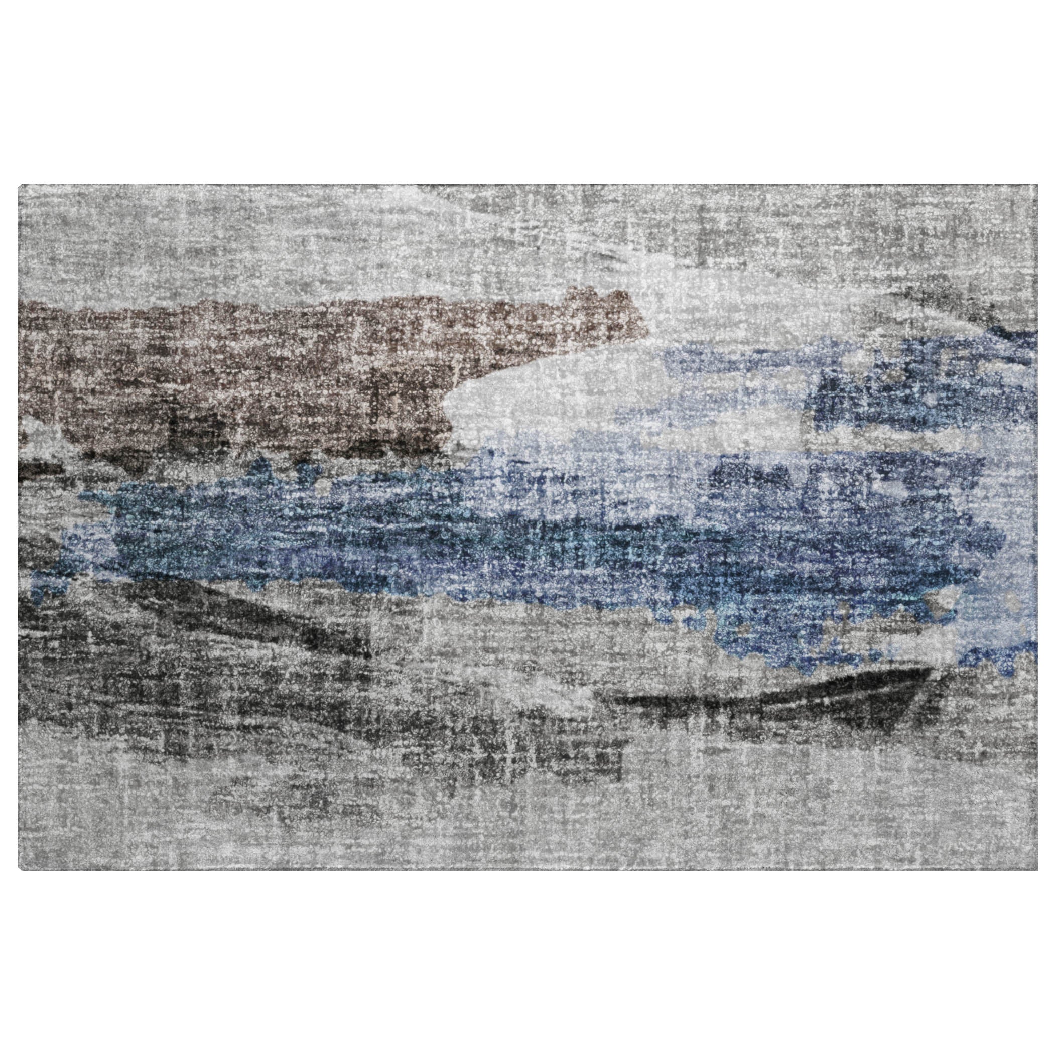 Luxury Washable Casual BO6 Pewter Gray Rug 1'8" x 2'6" #shape_Rectangle