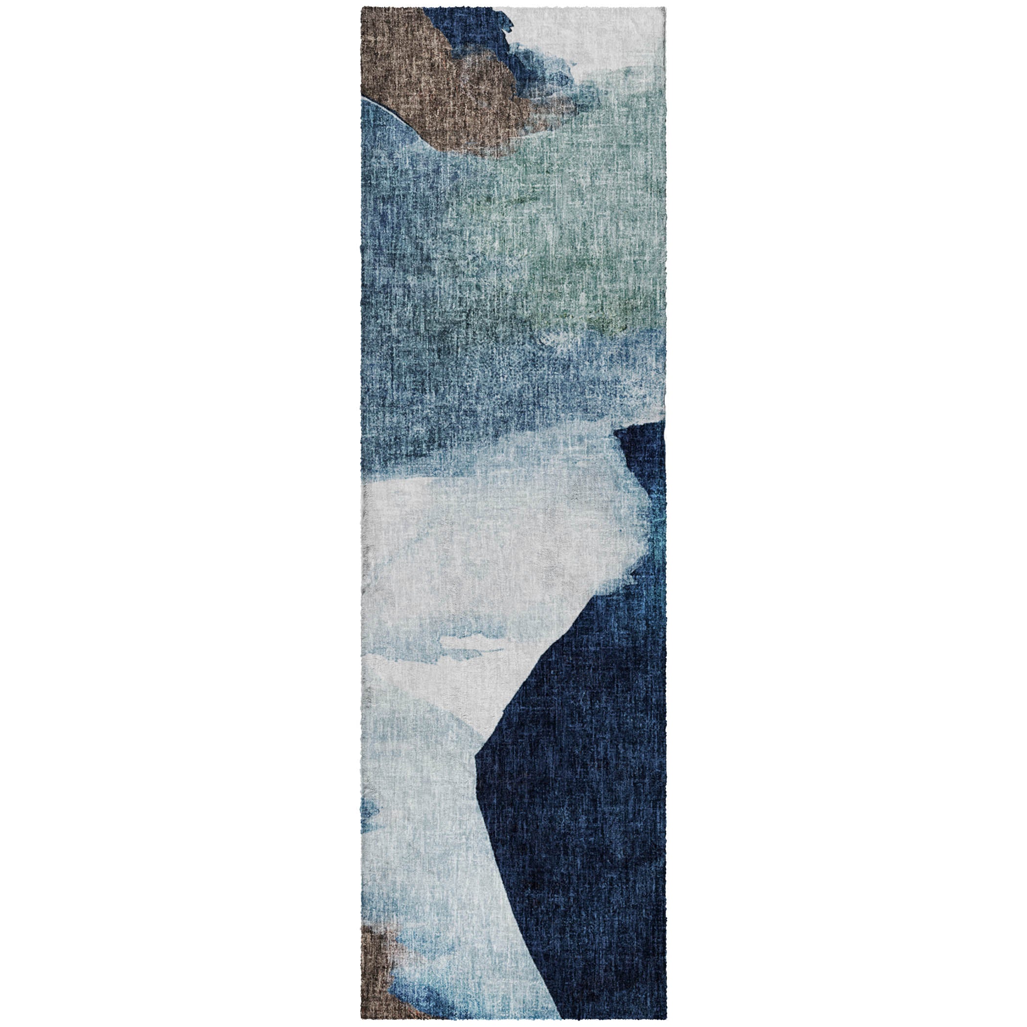 Luxury Washable Casual BO7 Denim Blue Rug 2'3" x 7'6" #shape_Runner