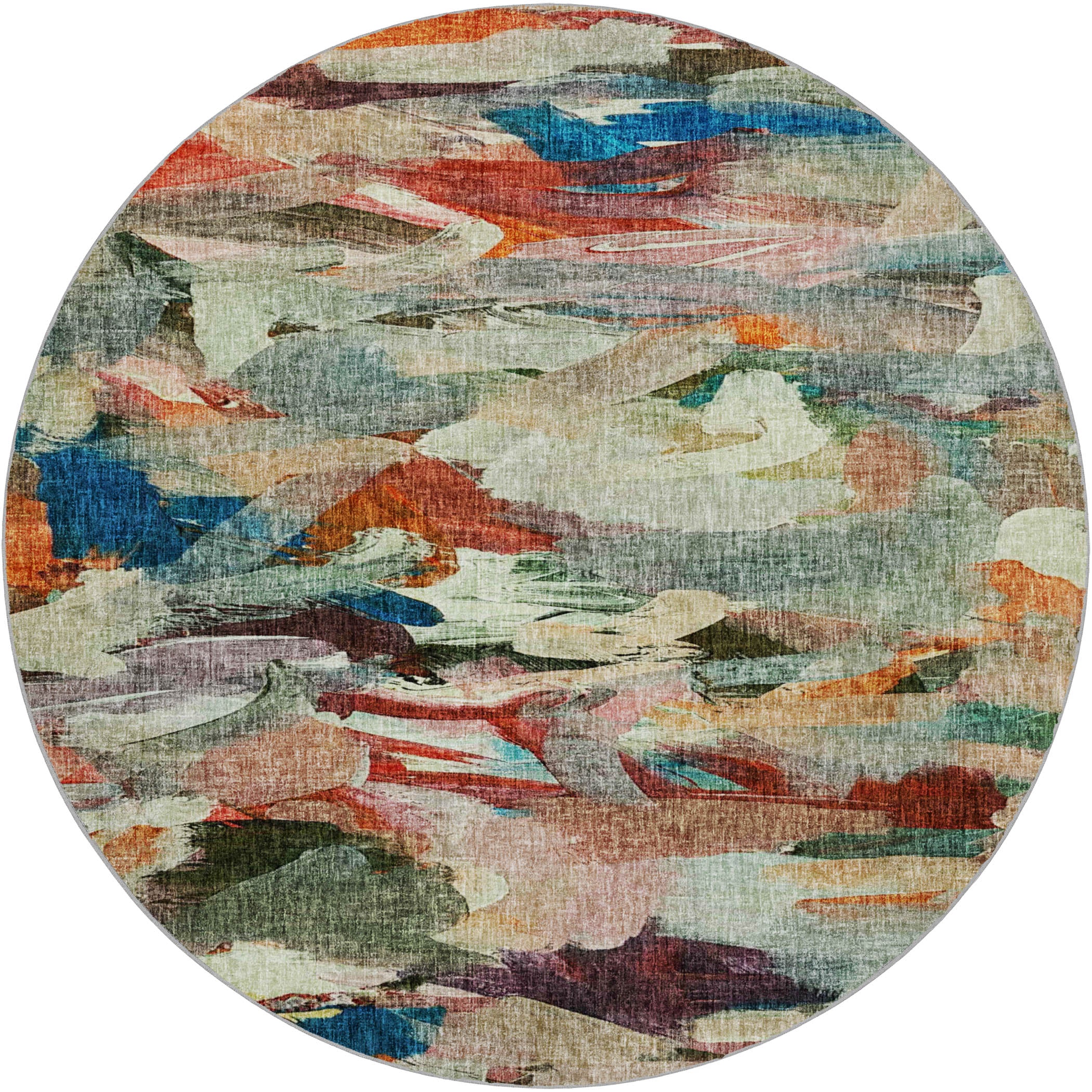 Luxury Washable Casual BO8 Paprika Orange Rug 8' x 8' #shape_Round