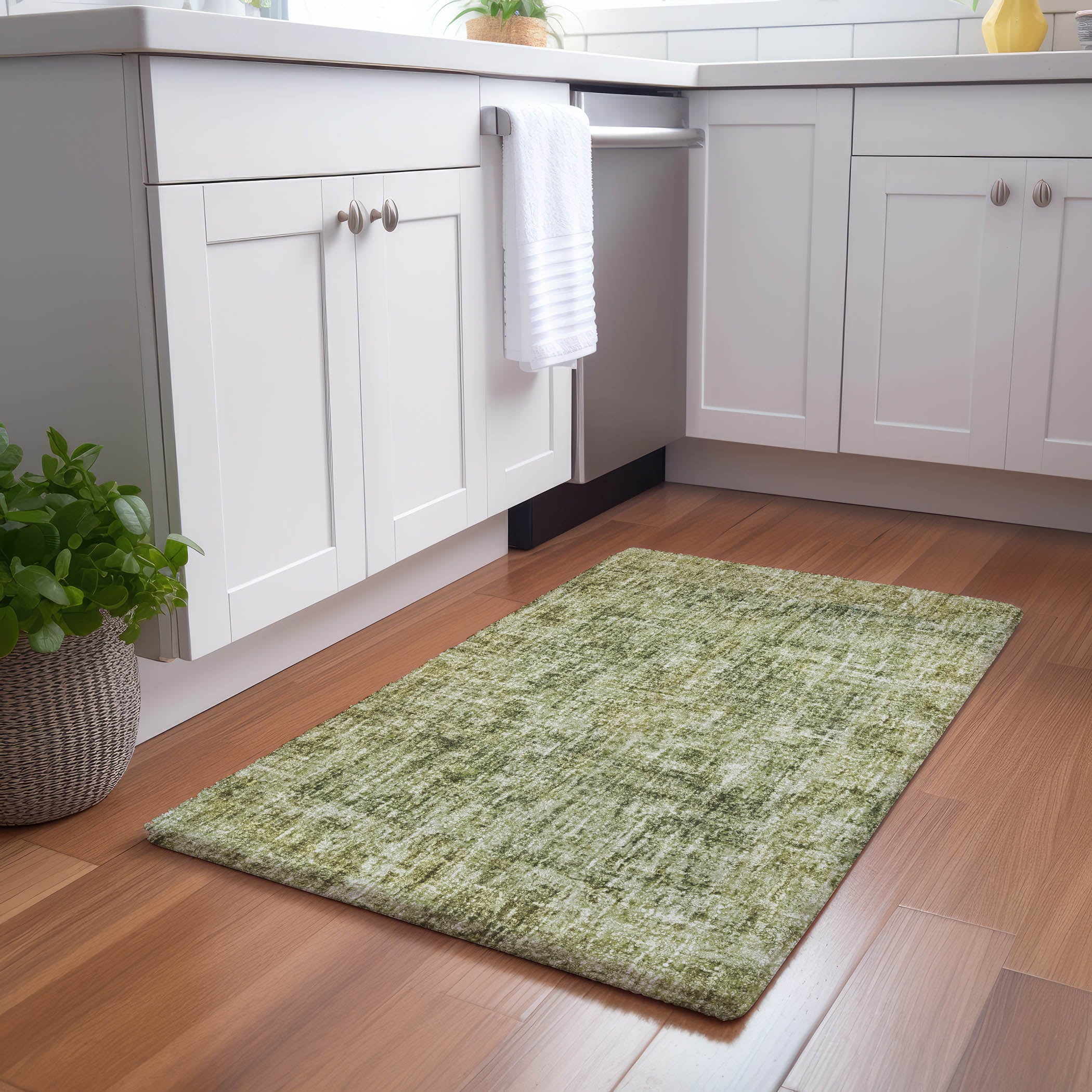 Luxury Washable Casual BO9 Aloe Green Rug 1'8" x 2'6" #shape_Rectangle