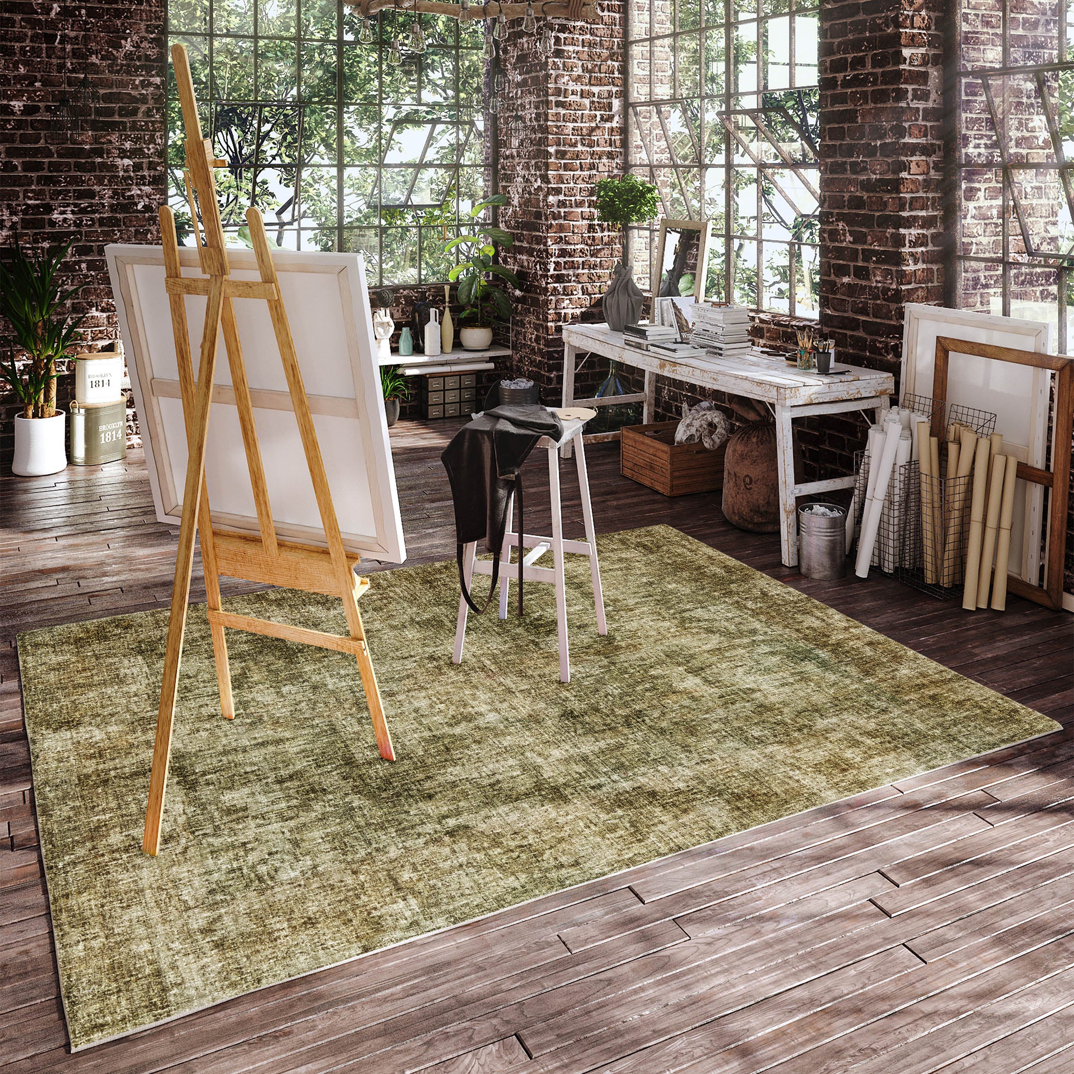 Luxury Washable Casual BO9 Taupe Brown Rug 2'6" x 3'10" #shape_Rectangle