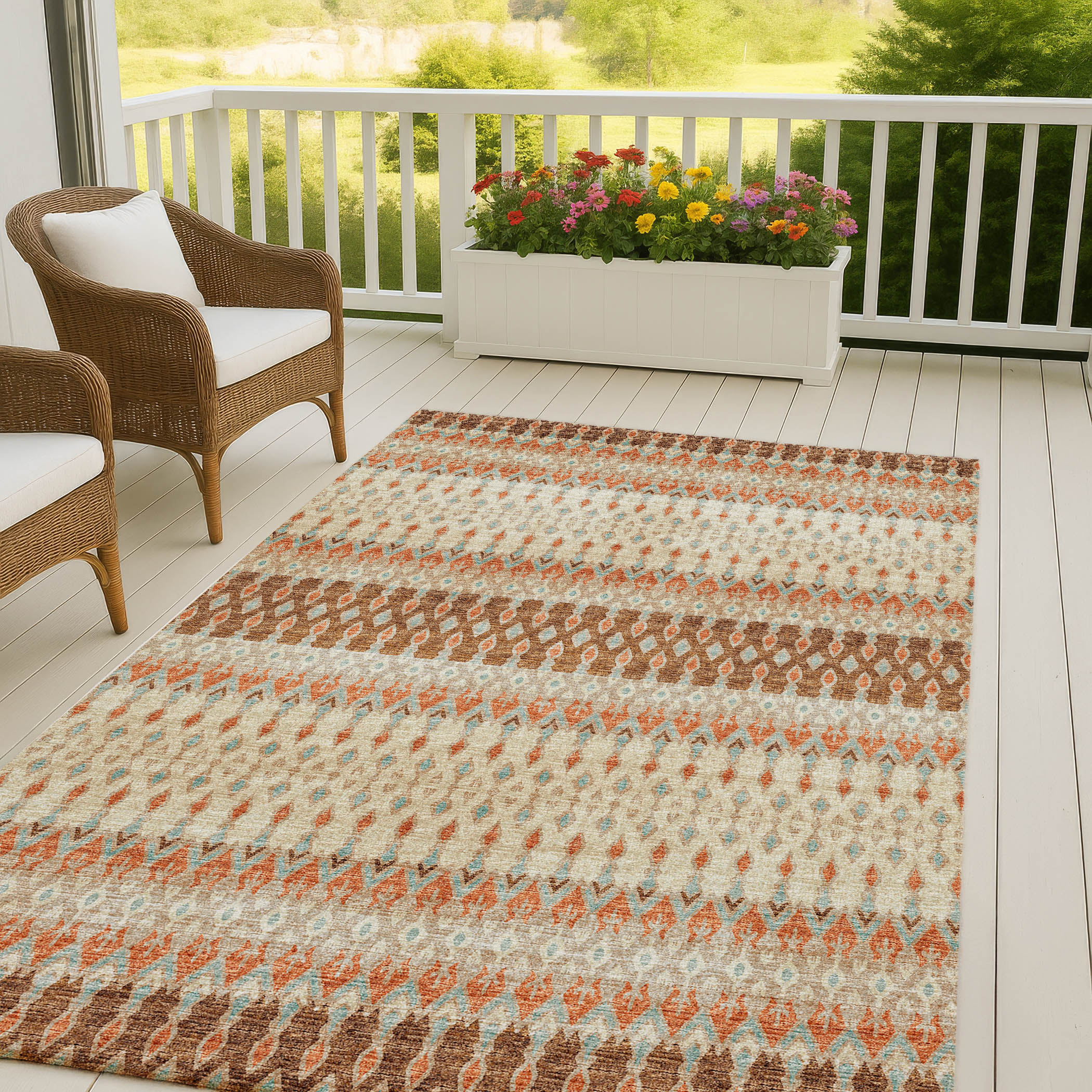Luxury Machine Washable Indoor/Outdoor Casual BR1 Mocha Brown Rug 3' x 5' #shape_Rectangle