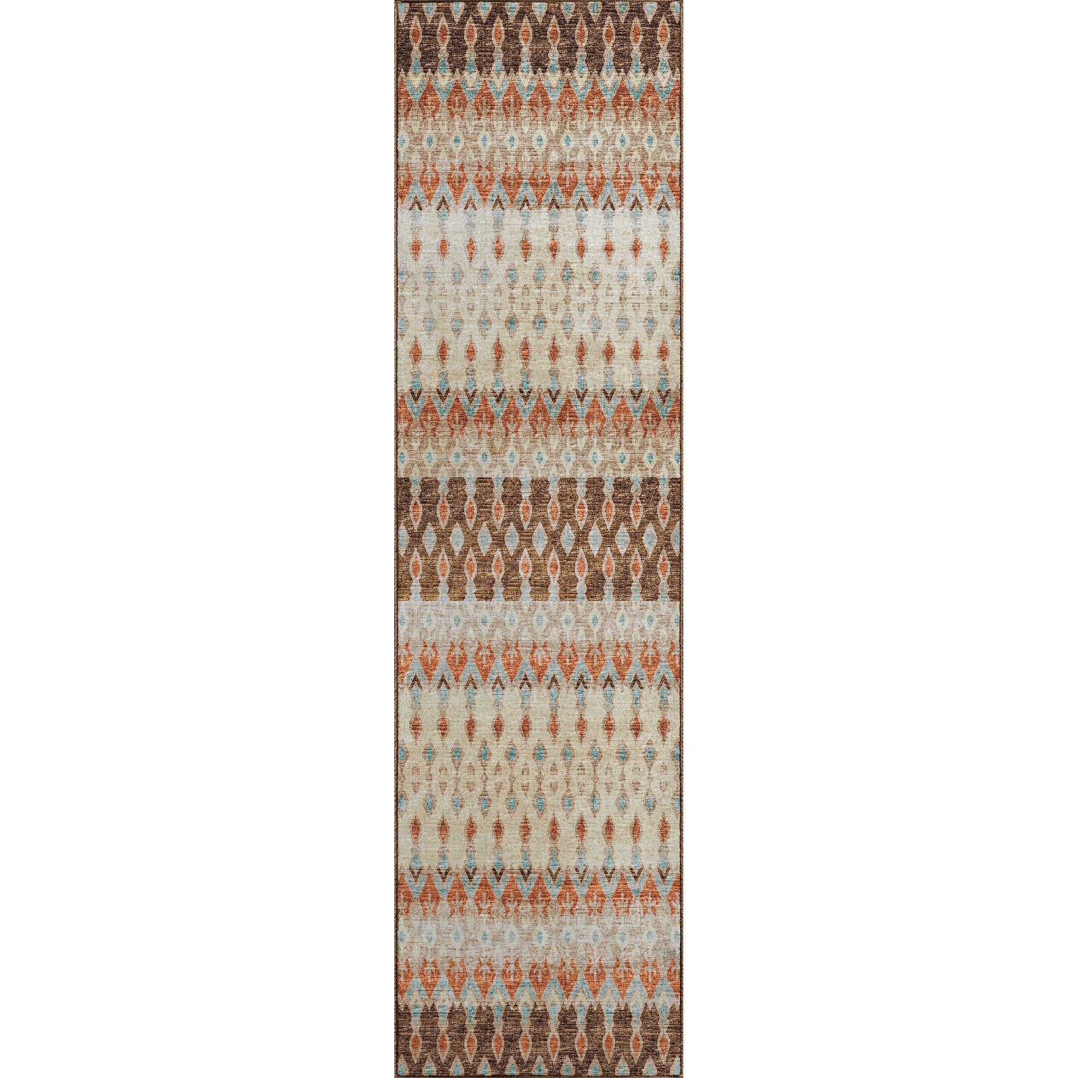 Luxury Machine Washable Indoor/Outdoor Casual BR1 Mocha Brown Rug 2'3" x 7'6" #shape_Runner