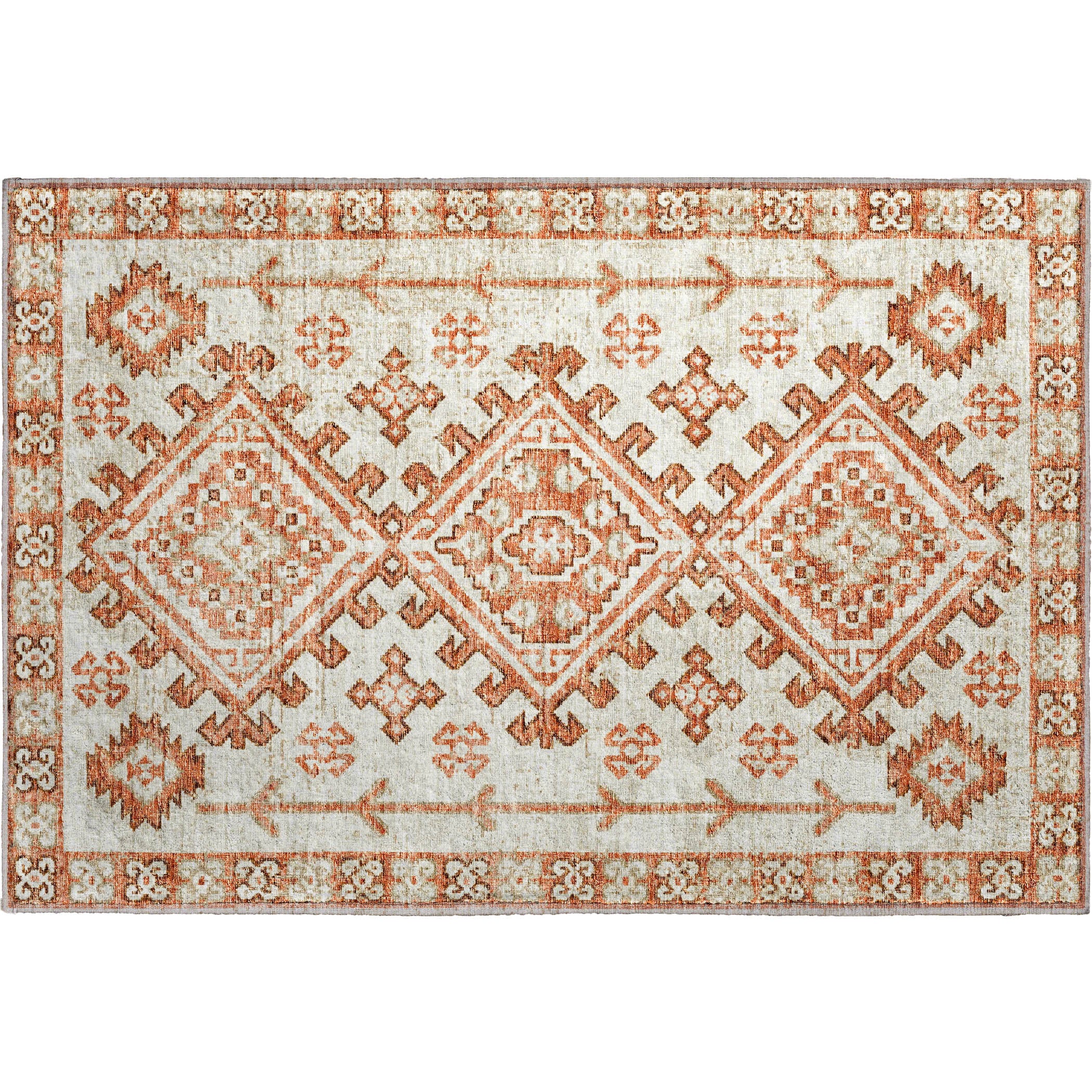 Luxury Machine Washable Indoor/Outdoor Casual BR2 Ivory Rug 1'8" x 2'6" #shape_Rectangle