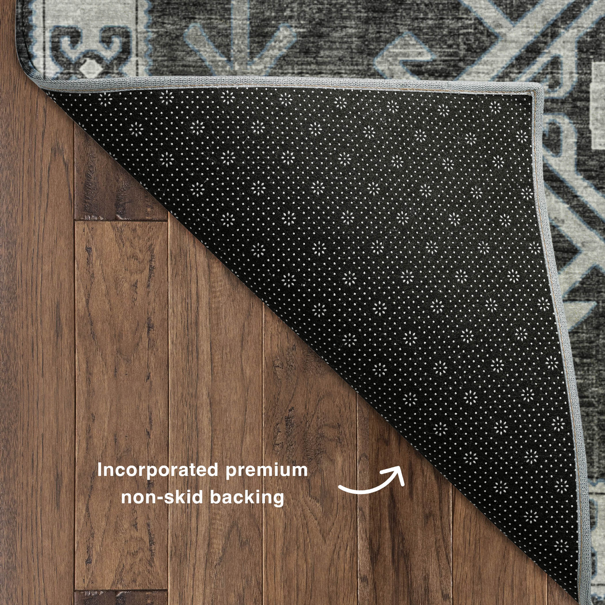 Luxury Machine Washable Indoor/Outdoor Casual BR2 Midnight Black Rug 1'8" x 2'6" #shape_Rectangle
