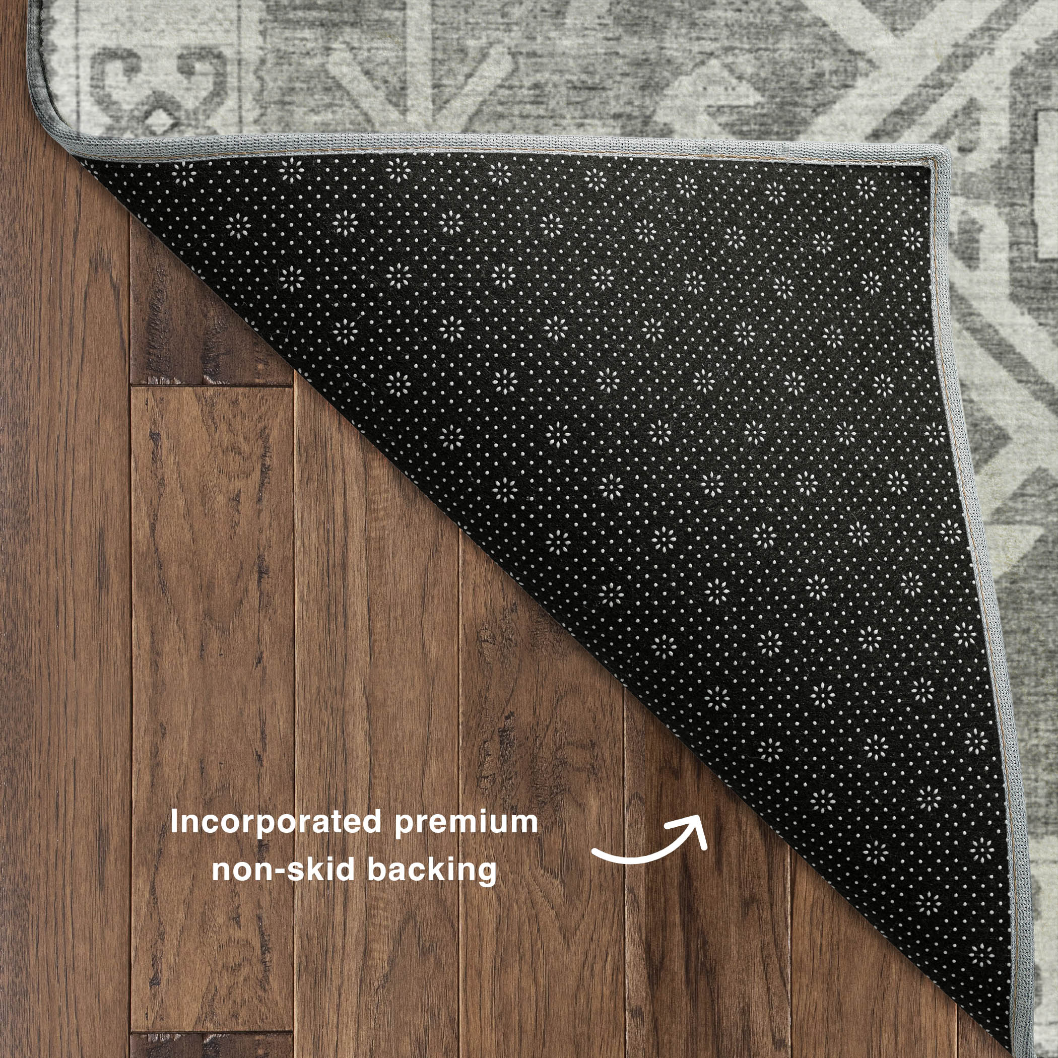 Luxury Machine Washable Indoor/Outdoor Casual BR2 Silver Gray Rug 1'8" x 2'6" #shape_Rectangle