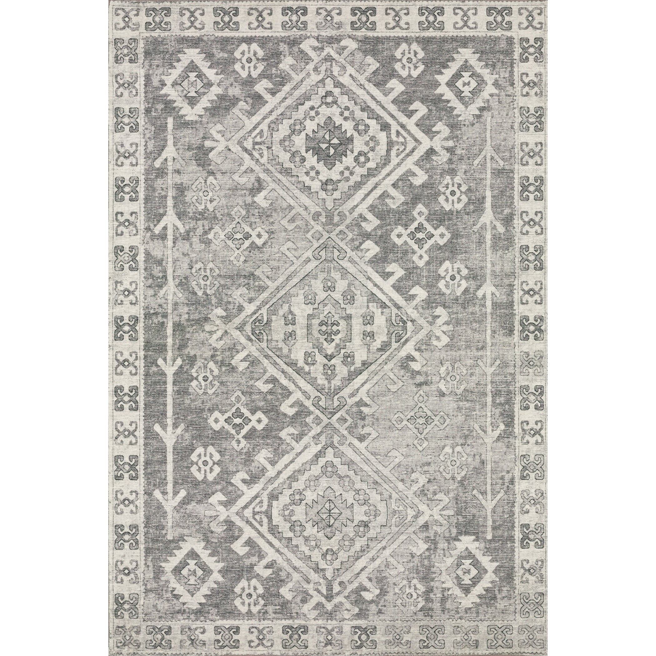 Luxury Machine Washable Indoor/Outdoor Casual BR2 Silver Gray Rug 3' x 5' #shape_Rectangle