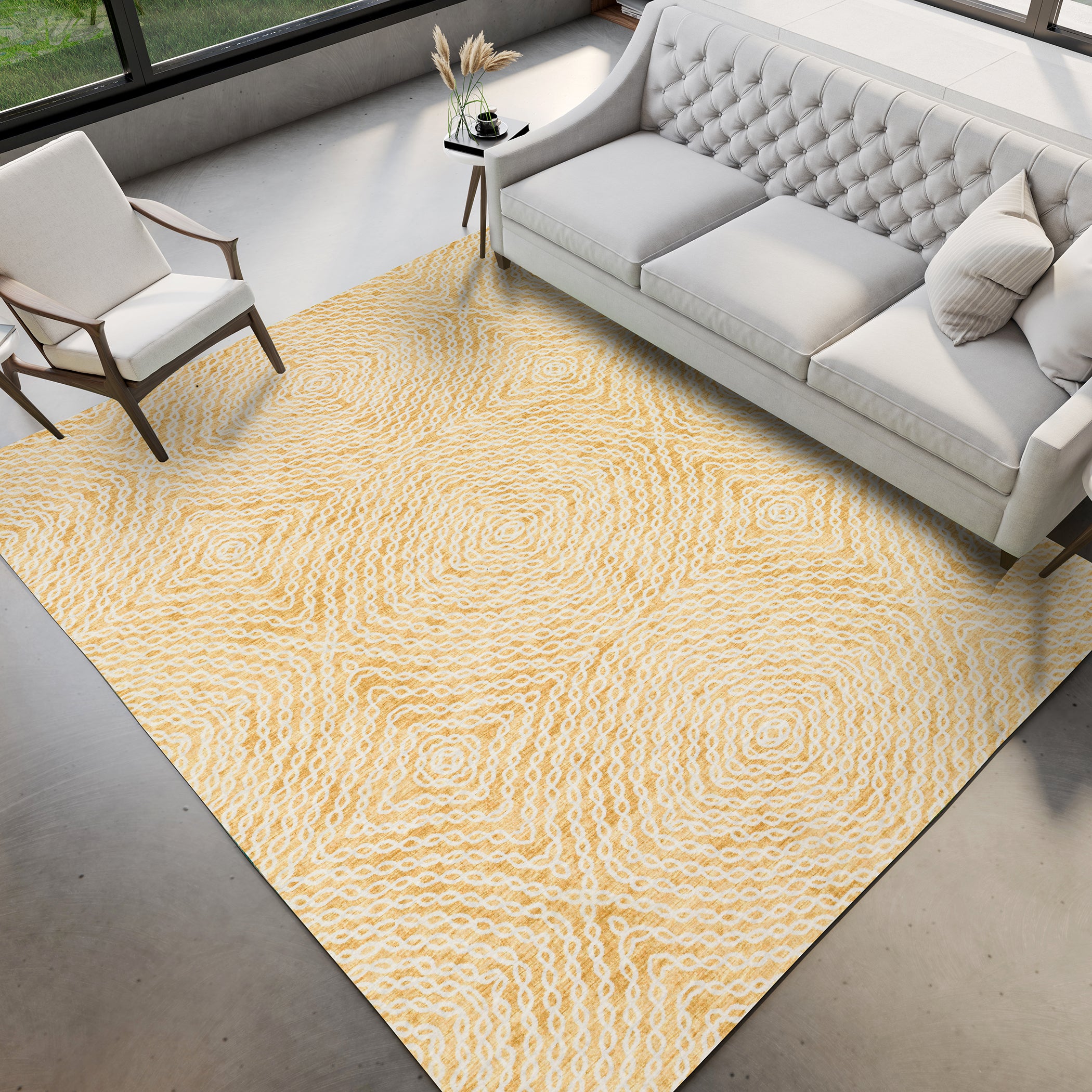 Luxury Machine Washable Indoor/Outdoor Casual BR3 Gold Rug 3' x 5' #shape_Rectangle