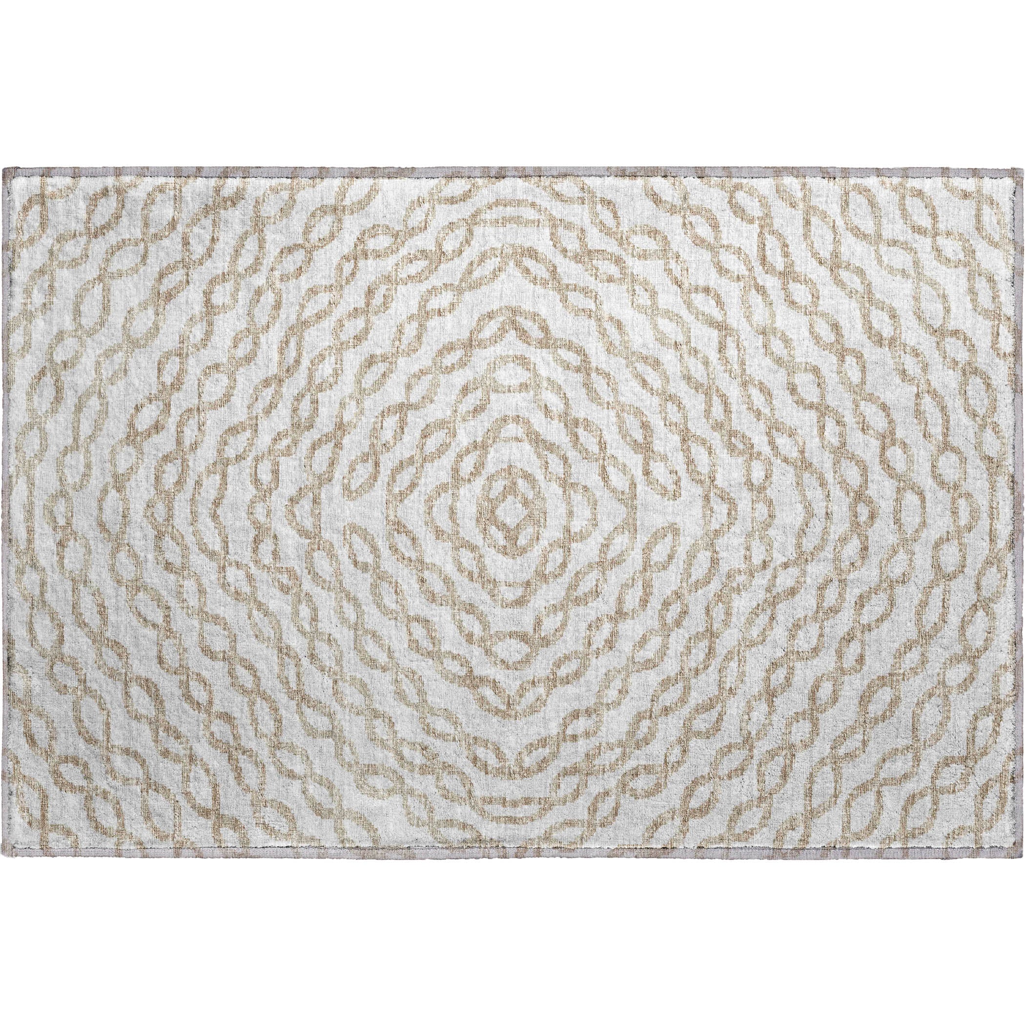 Luxury Machine Washable Indoor/Outdoor Casual BR3 Ivory Rug 1'8" x 2'6" #shape_Rectangle