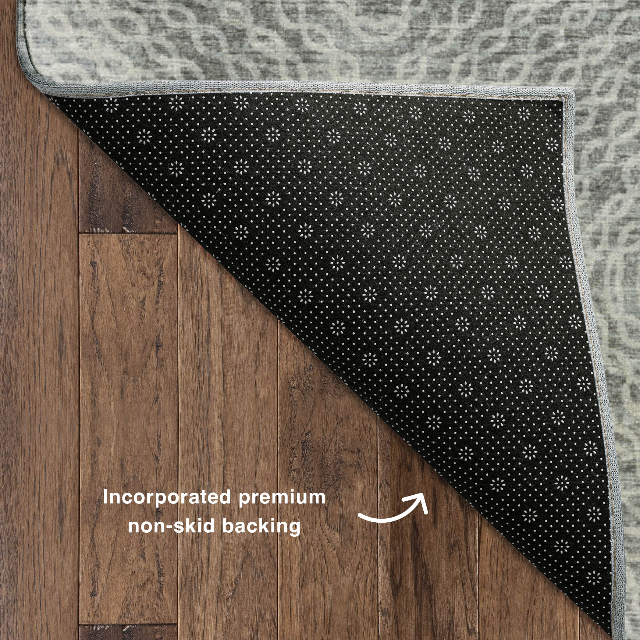 Luxury Machine Washable Indoor/Outdoor Casual BR3 Metal Gray Rug 1'8" x 2'6" #shape_Rectangle