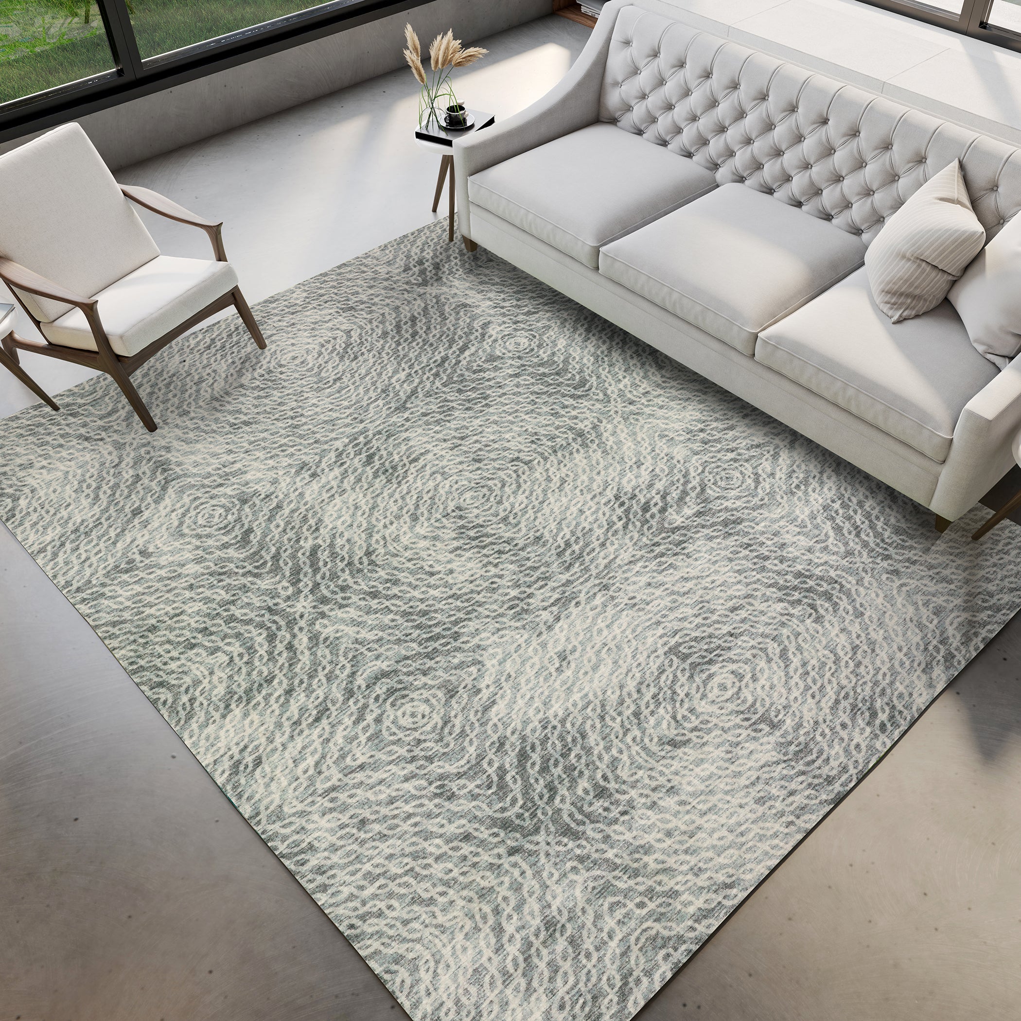 Luxury Machine Washable Indoor/Outdoor Casual BR3 Metal Gray Rug 3' x 5' #shape_Rectangle