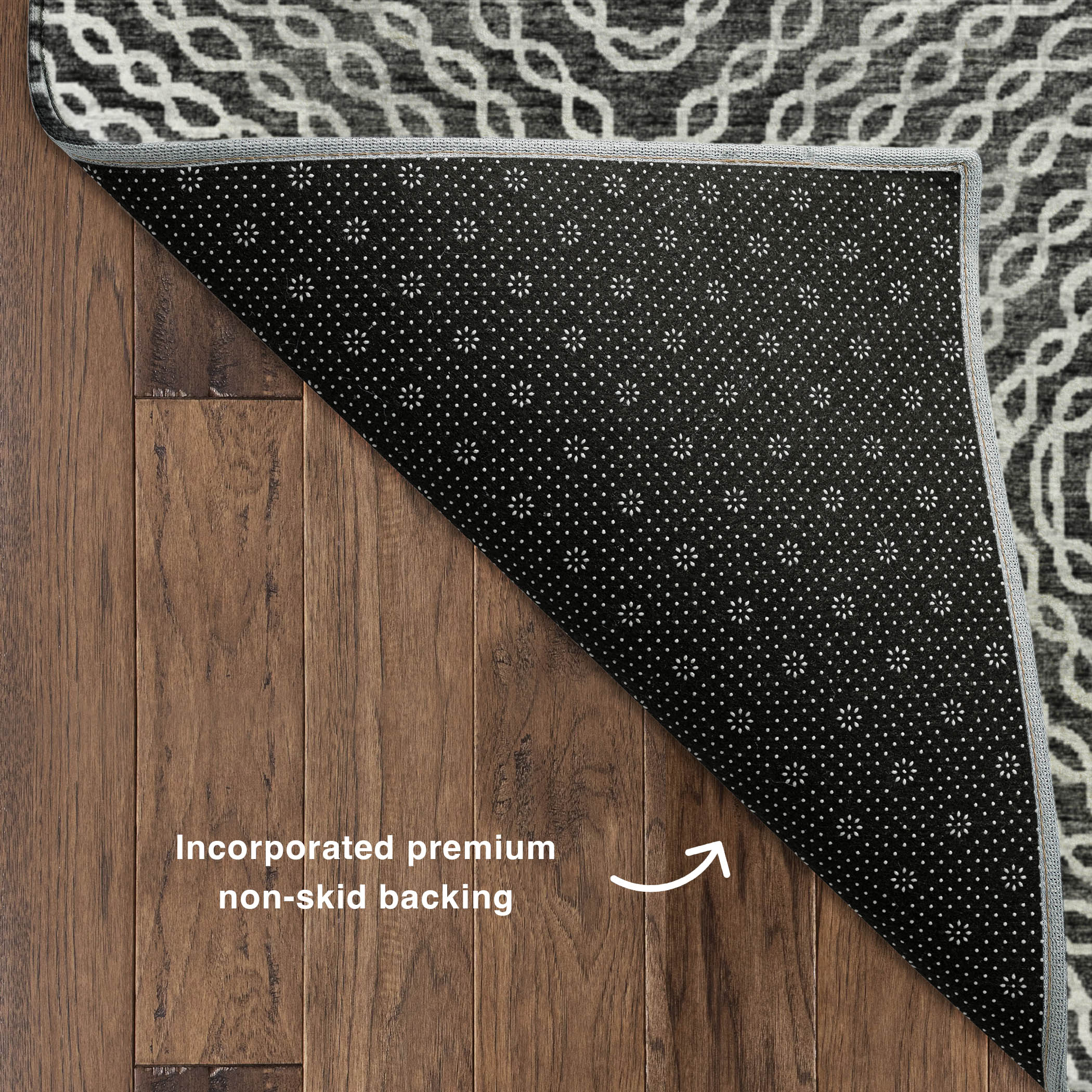 Luxury Machine Washable Indoor/Outdoor Casual BR3 Midnight Black Rug 1'8" x 2'6" #shape_Rectangle