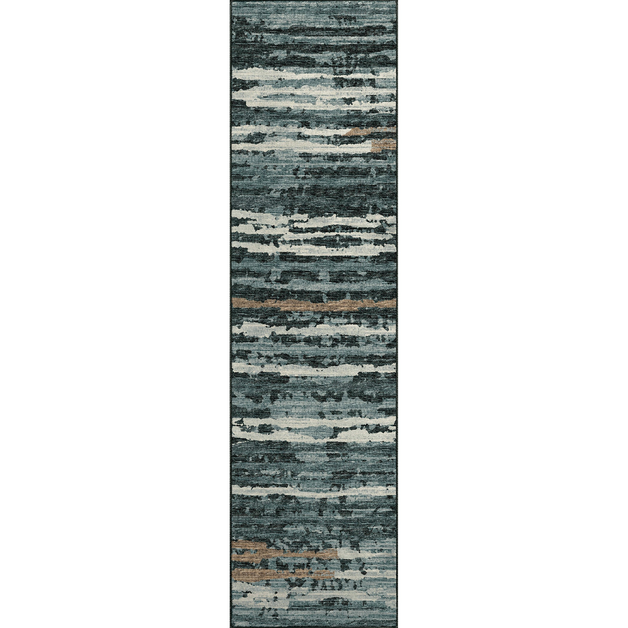 Luxury Machine Washable Indoor/Outdoor Casual BR4 Midnight Black Rug 2'3" x 7'6" #shape_Runner