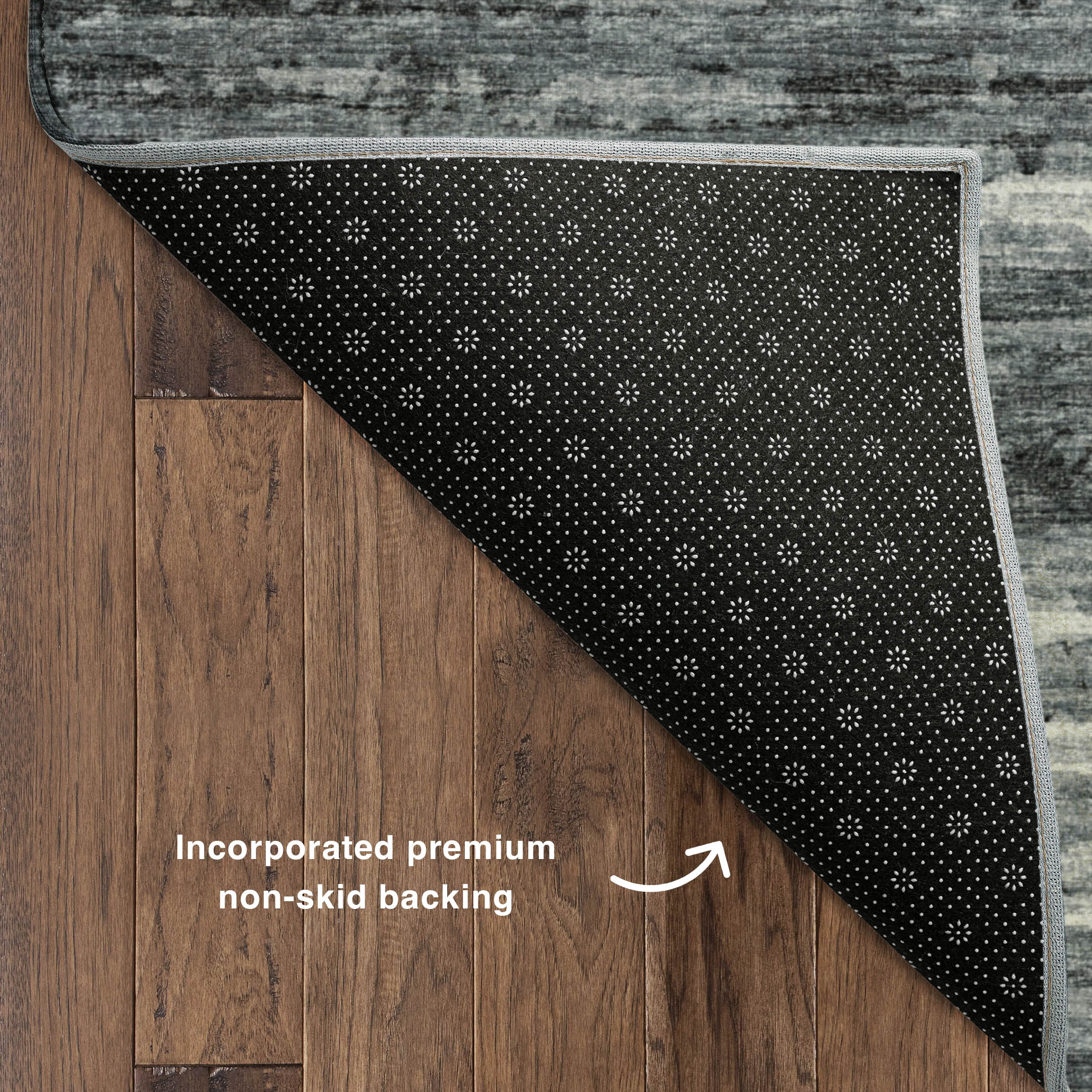 Luxury Machine Washable Indoor/Outdoor Casual BR4 Midnight Black Rug 1'8" x 2'6" #shape_Rectangle