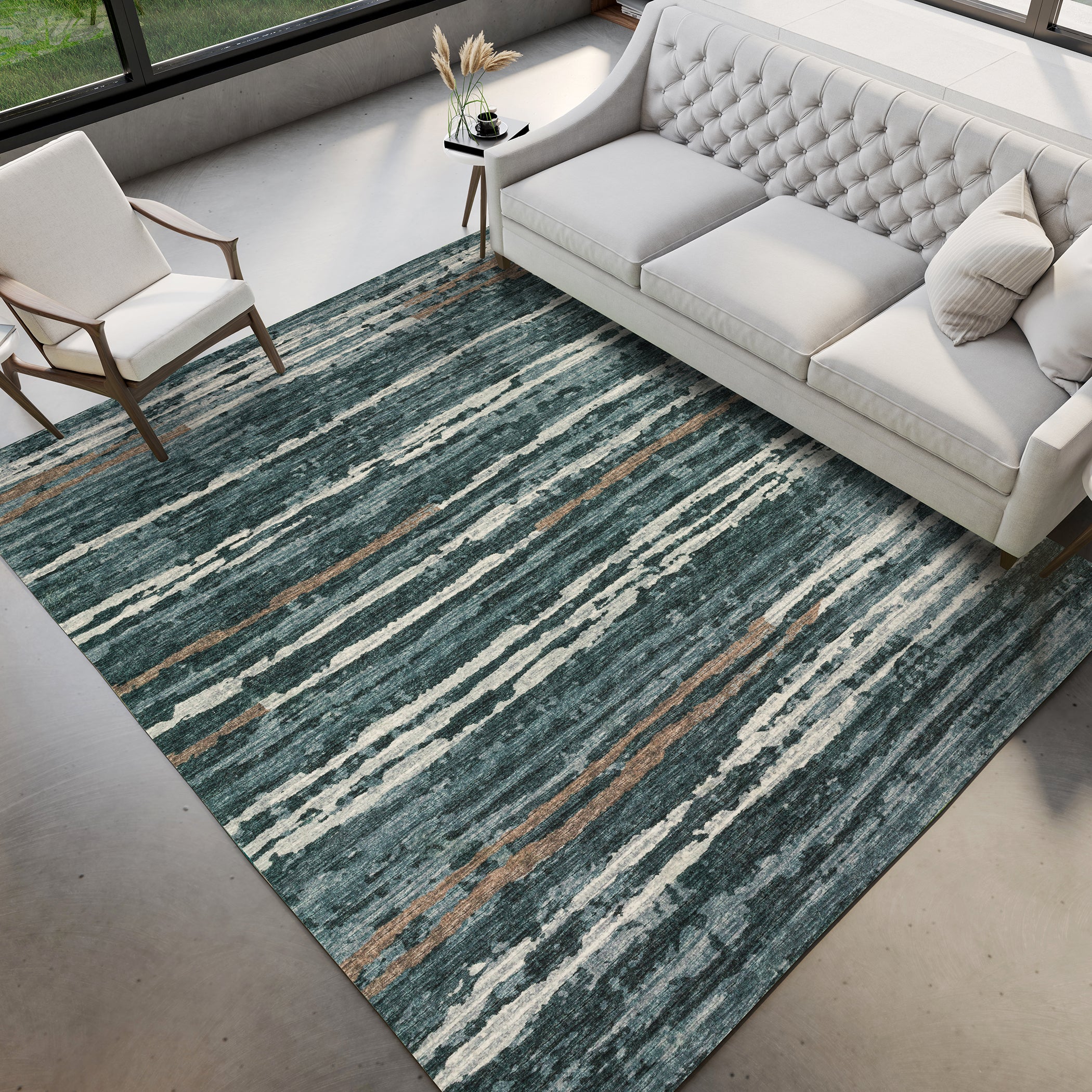 Luxury Machine Washable Indoor/Outdoor Casual BR4 Midnight Black Rug 3' x 5' #shape_Rectangle