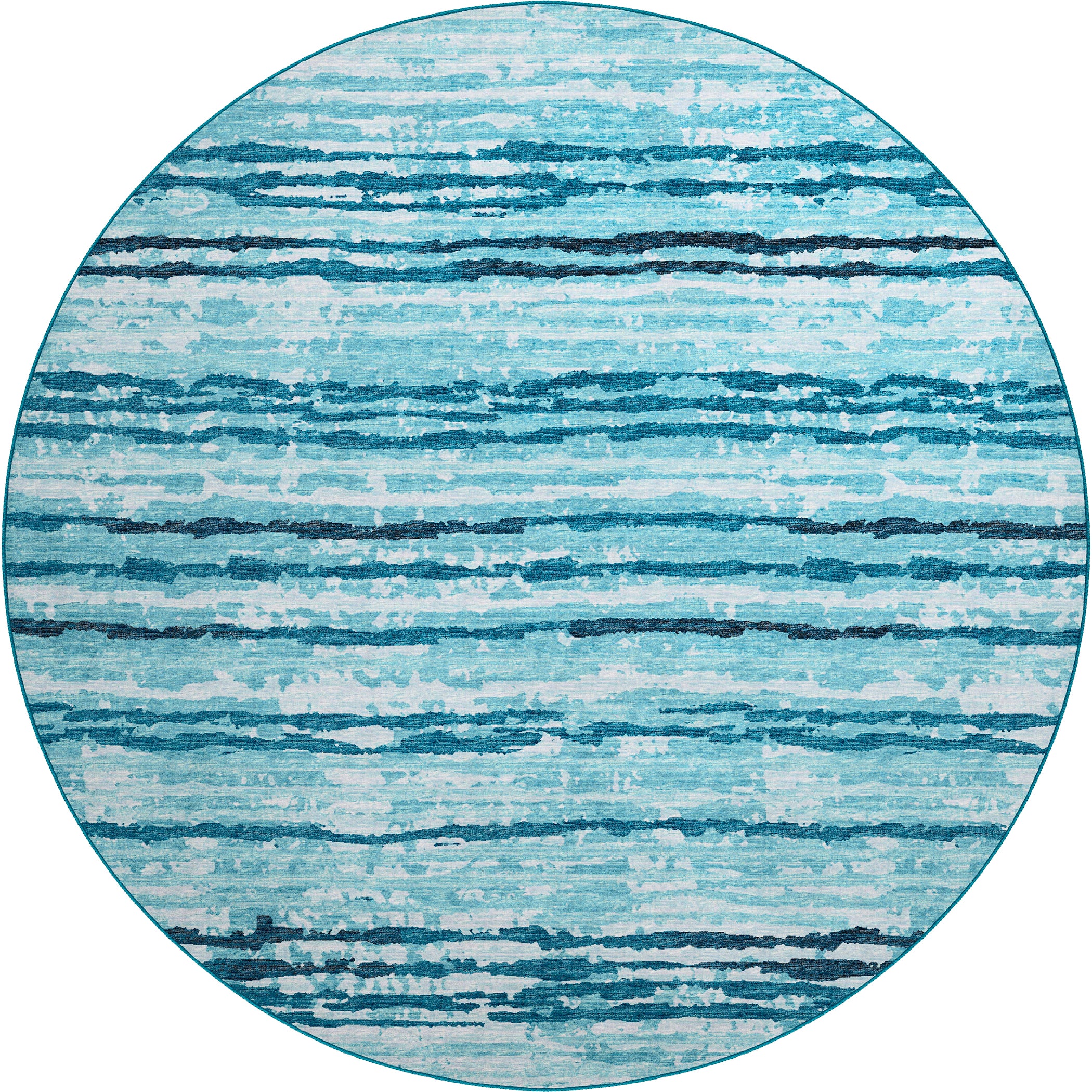 Luxury Machine Washable Indoor/Outdoor Casual BR4 Sky Blue Rug 8' x 8' #shape_Round