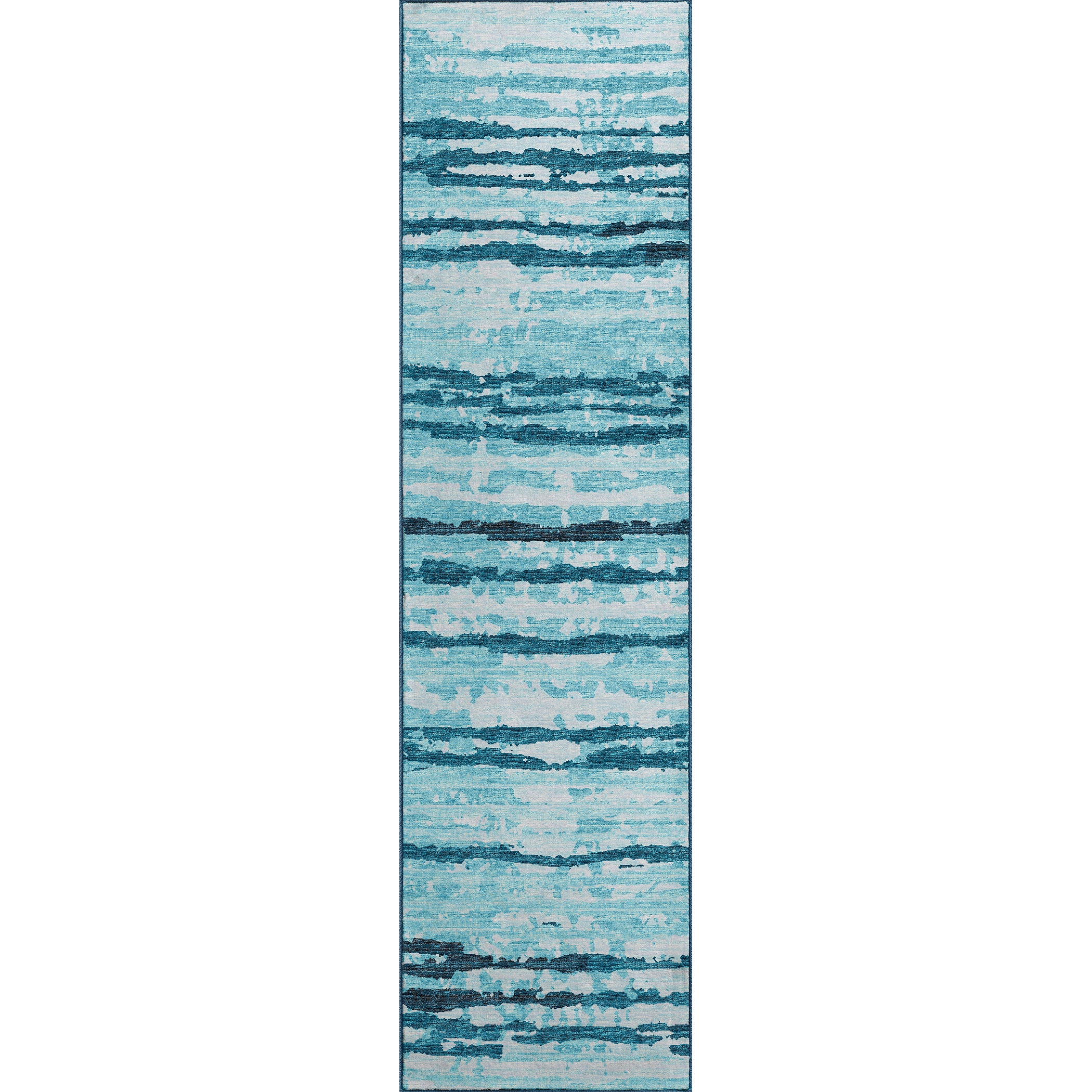 Luxury Machine Washable Indoor/Outdoor Casual BR4 Sky Blue Rug 2'3" x 7'6" #shape_Runner