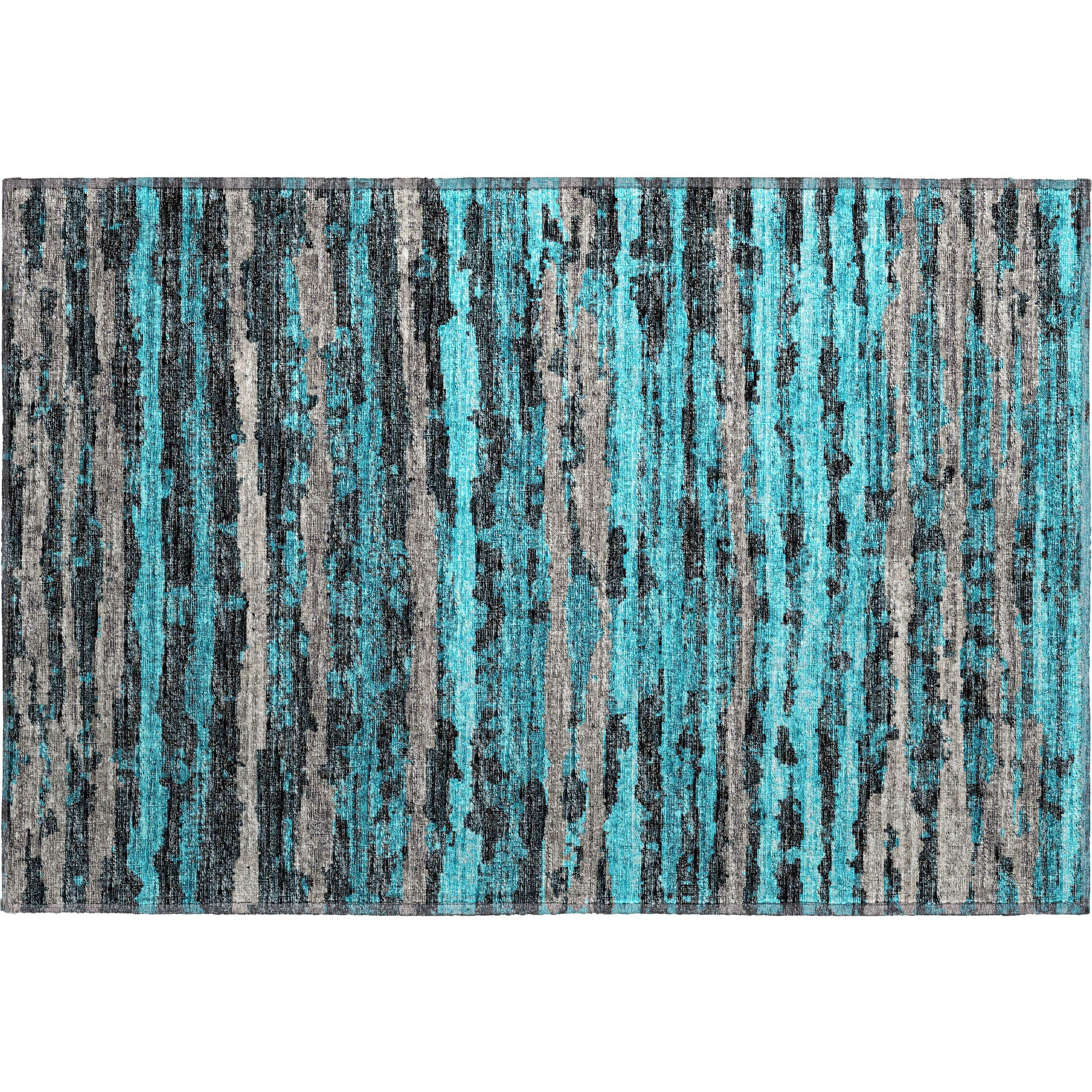 Luxury Machine Washable Indoor/Outdoor Casual BR4 Teal Rug 1'8" x 2'6" #shape_Rectangle