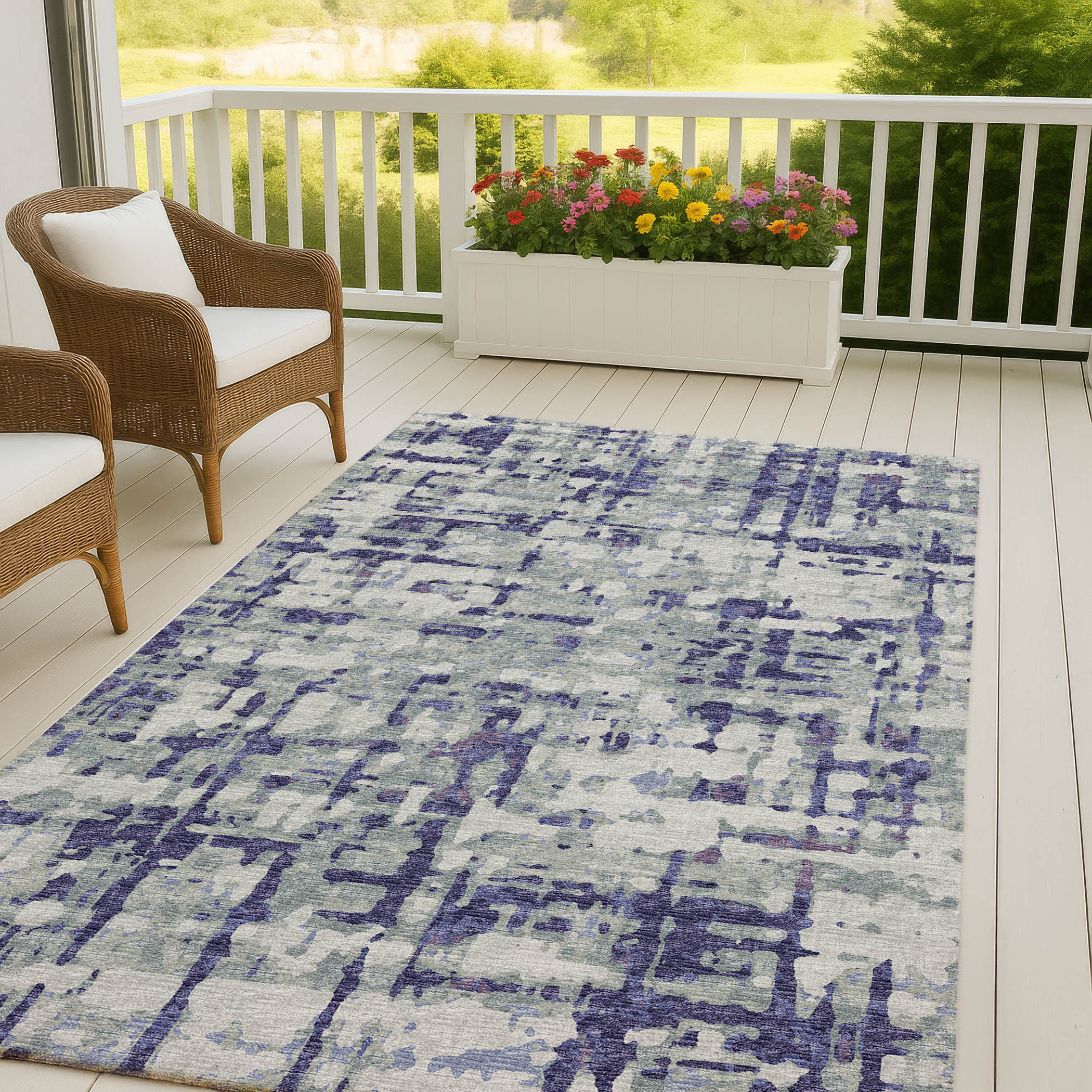 Luxury Machine Washable Indoor/Outdoor Casual BR5 Eggplant Gray Rug 3' x 5' #shape_Rectangle