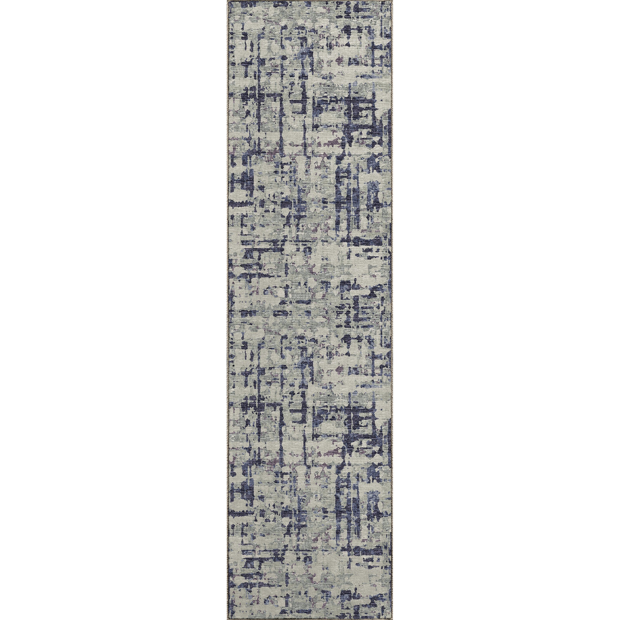 Luxury Machine Washable Indoor/Outdoor Casual BR5 Eggplant Gray Rug 2'3" x 7'6" #shape_Runner