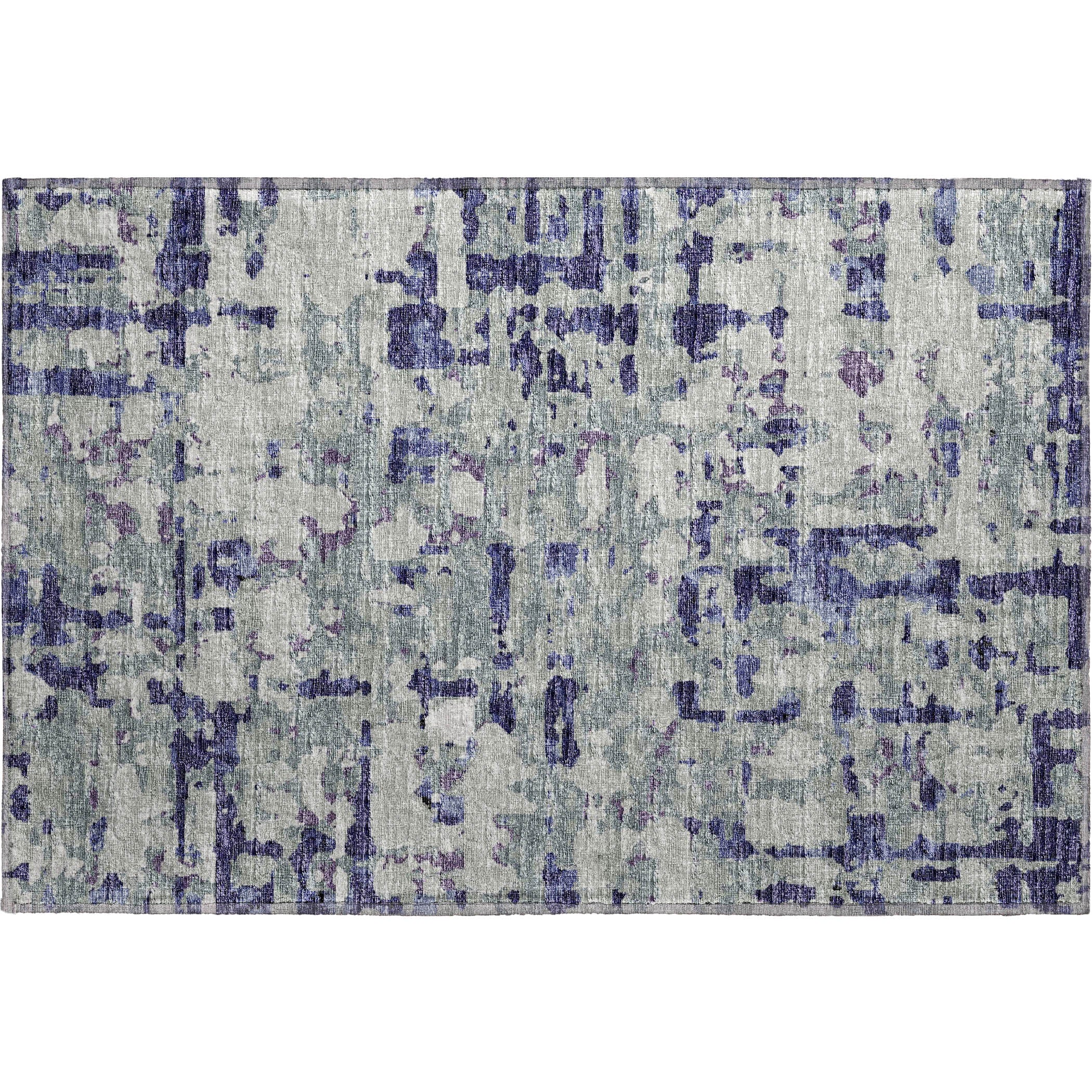 Luxury Machine Washable Indoor/Outdoor Casual BR5 Eggplant Gray Rug 1'8" x 2'6" #shape_Rectangle