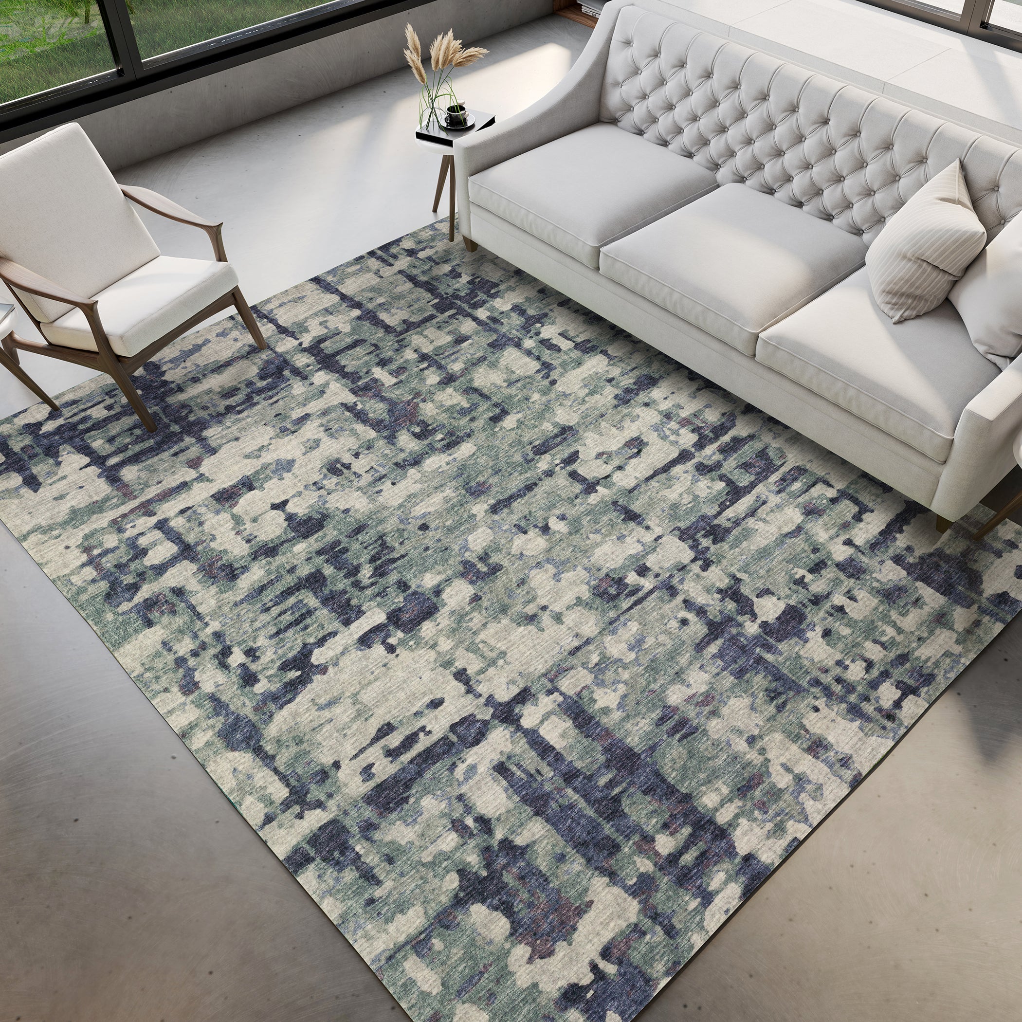 Luxury Machine Washable Indoor/Outdoor Casual BR5 Eggplant Gray Rug 3' x 5' #shape_Rectangle