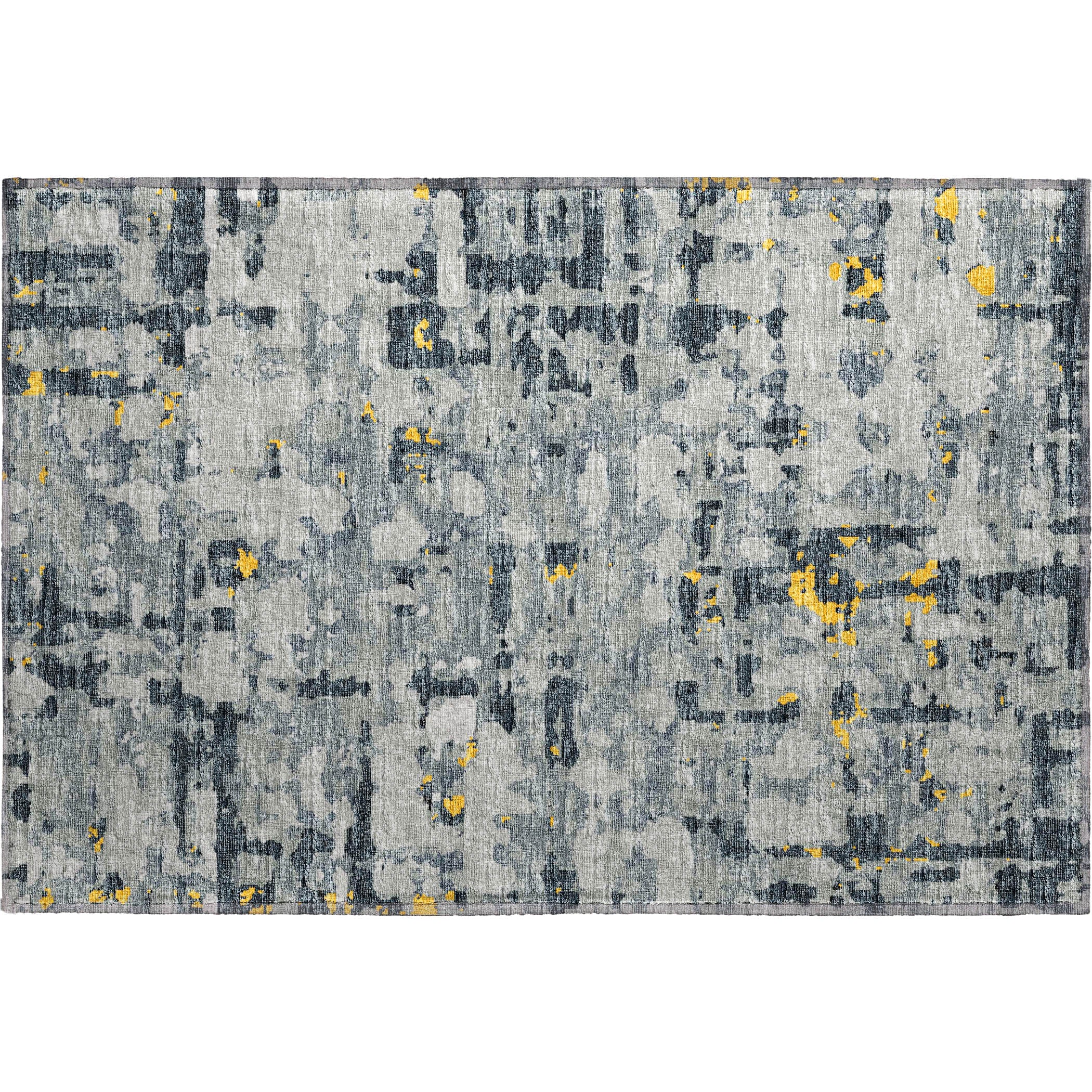 Luxury Machine Washable Indoor/Outdoor Casual BR5 Gold Gray Rug 1'8" x 2'6" #shape_Rectangle
