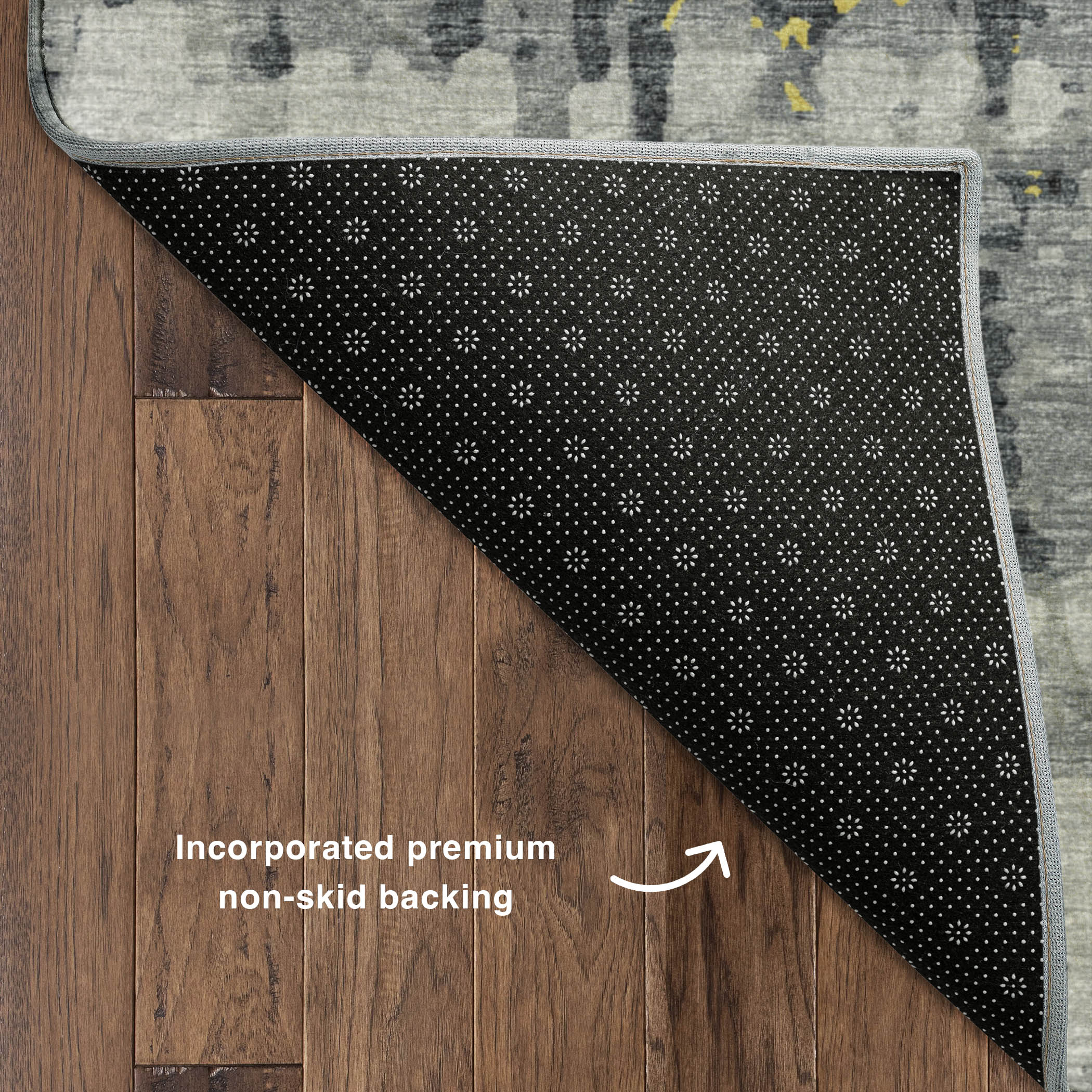 Luxury Machine Washable Indoor/Outdoor Casual BR5 Gold Gray Rug 1'8" x 2'6" #shape_Rectangle