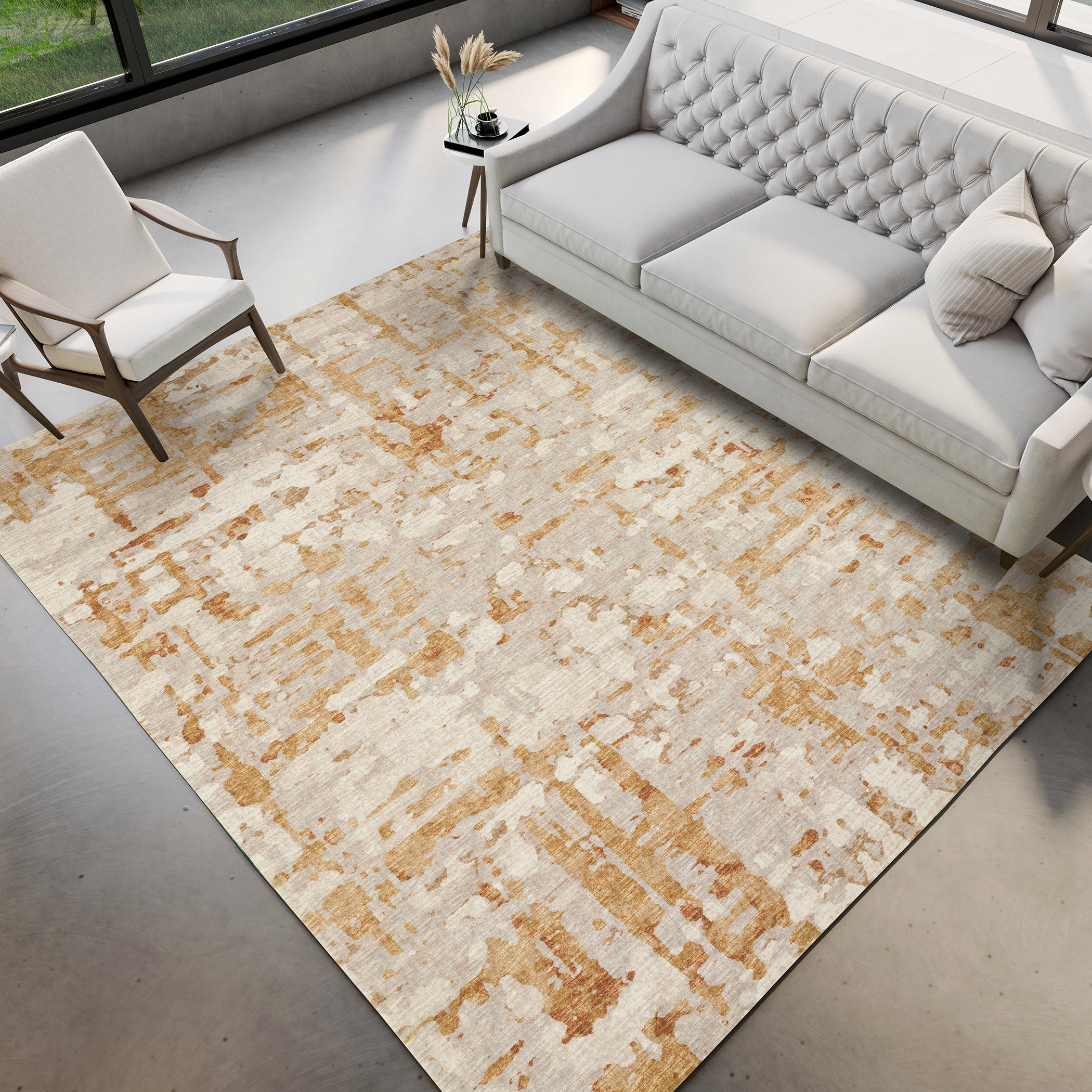 Luxury Machine Washable Indoor/Outdoor Casual BR5 Khaki Brown Rug 3' x 5' #shape_Rectangle