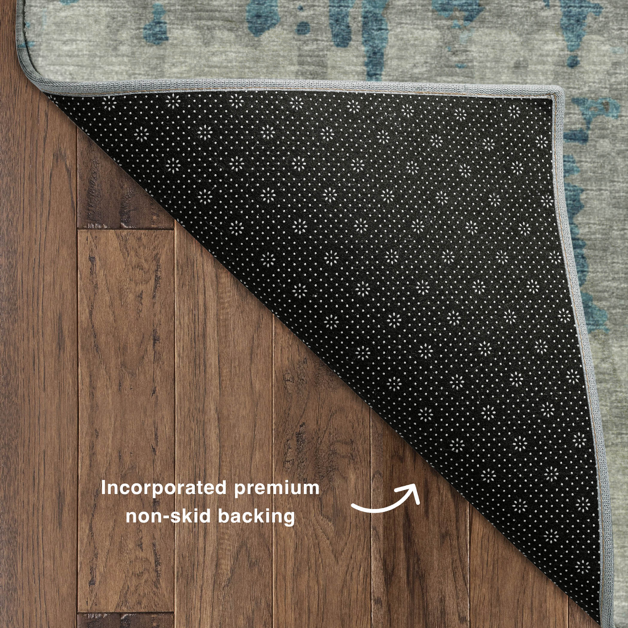 Luxury Machine Washable Indoor/Outdoor Casual BR5 Teal Rug 1'8" x 2'6" #shape_Rectangle