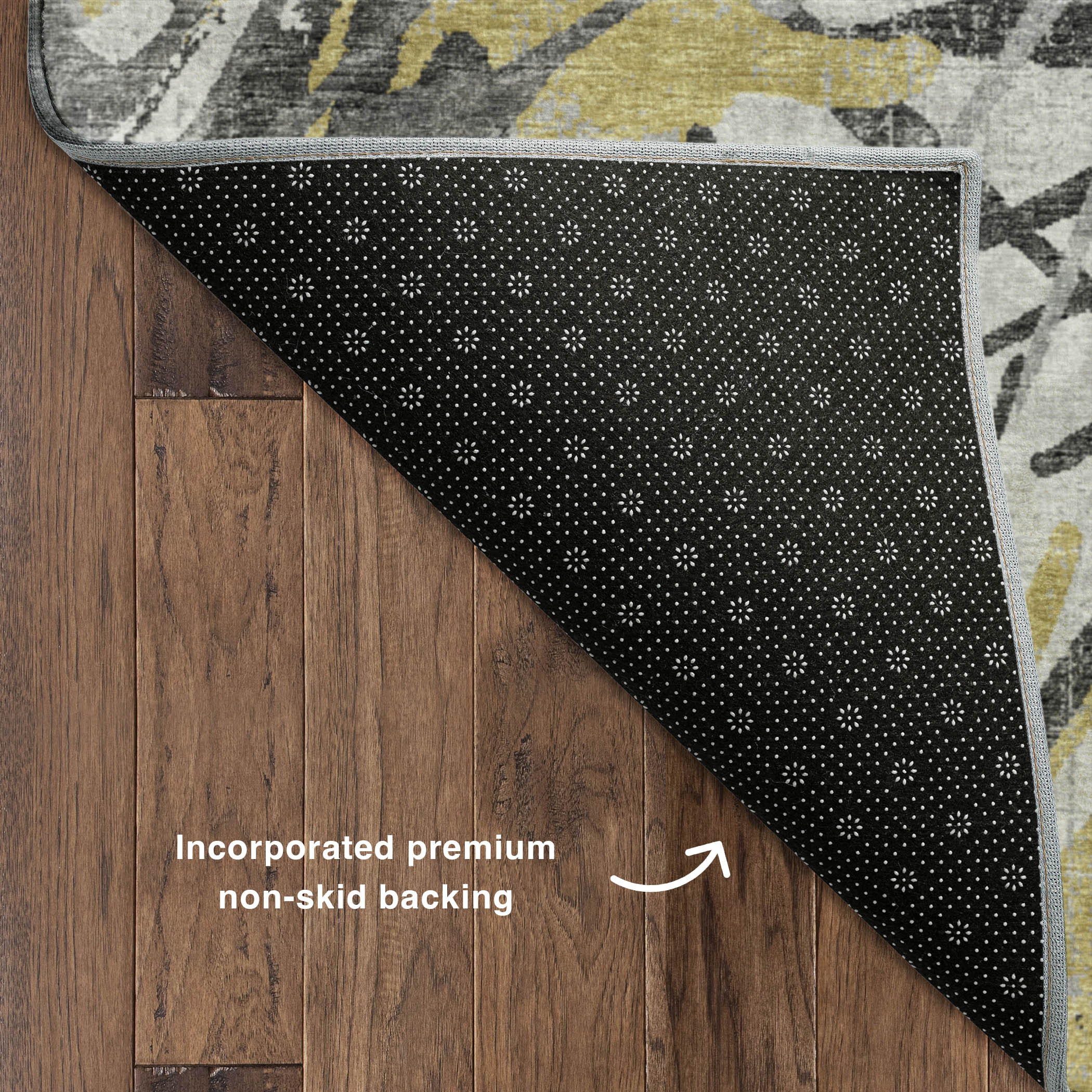 Luxury Machine Washable Indoor/Outdoor Casual BR6 Gold Gray Rug 1'8" x 2'6" #shape_Rectangle